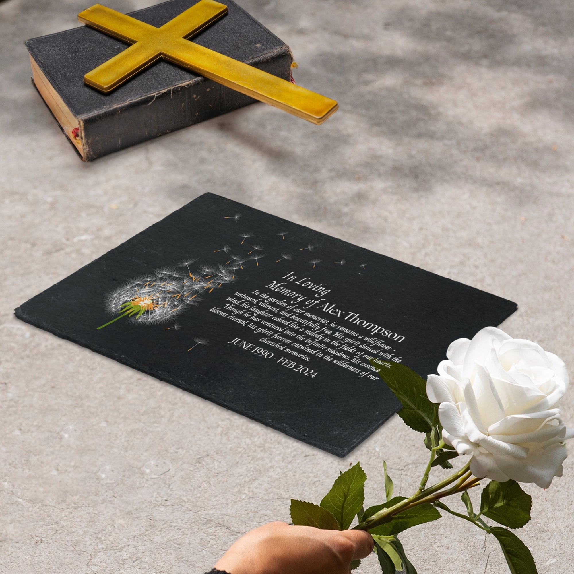 Personalised Photo Memorial Slate Sign Custom Print In Loving Memory Garden Stone Funeral Cemetery Plaque Display Pet Loss of Love Pray Gift