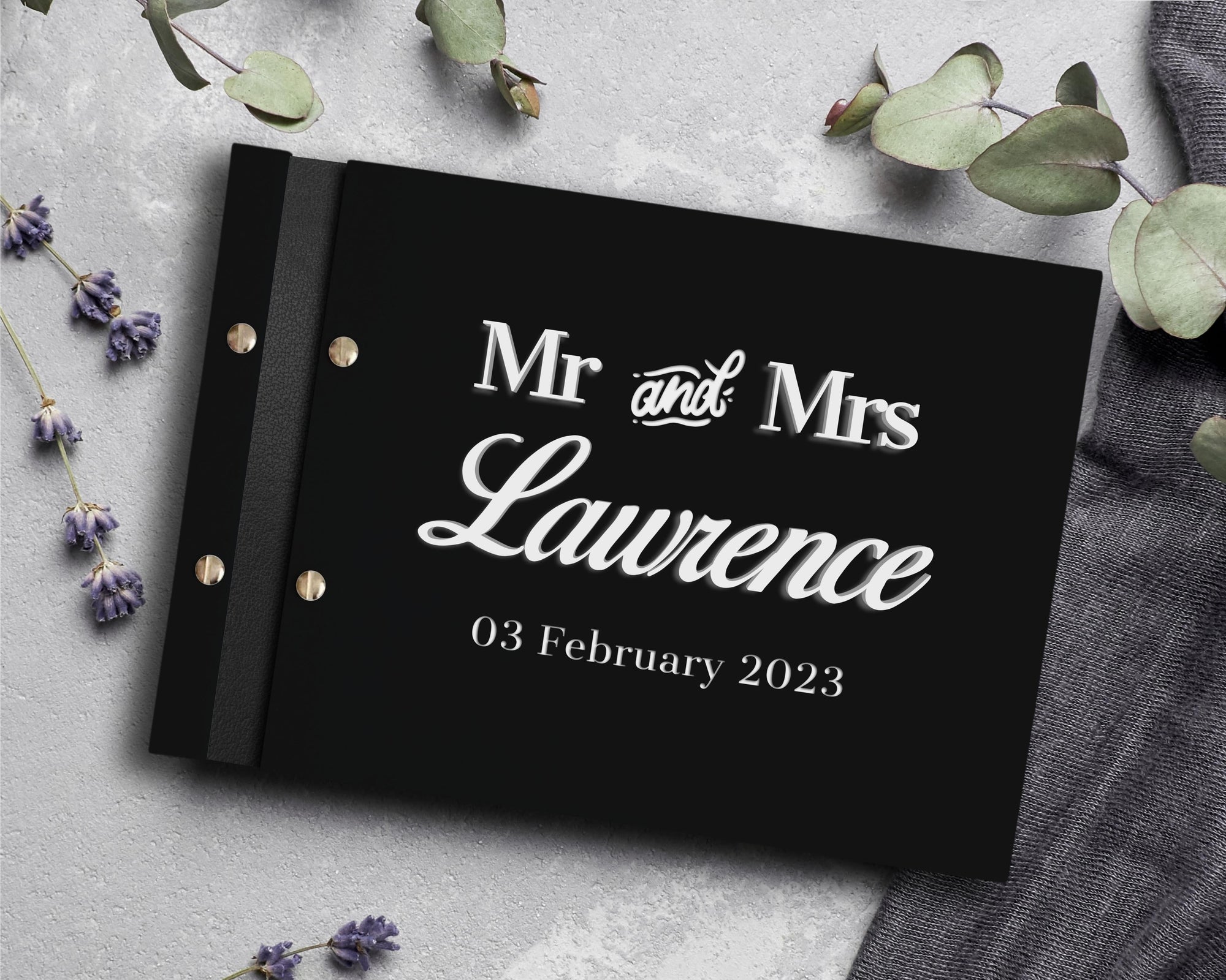 Custom Made Engraving &amp; 3D Raised Acrylic, Vegan Leather Wedding Guest Book, Personalised Alternative/ Traditional Guestbook Keepsake, Party Decor