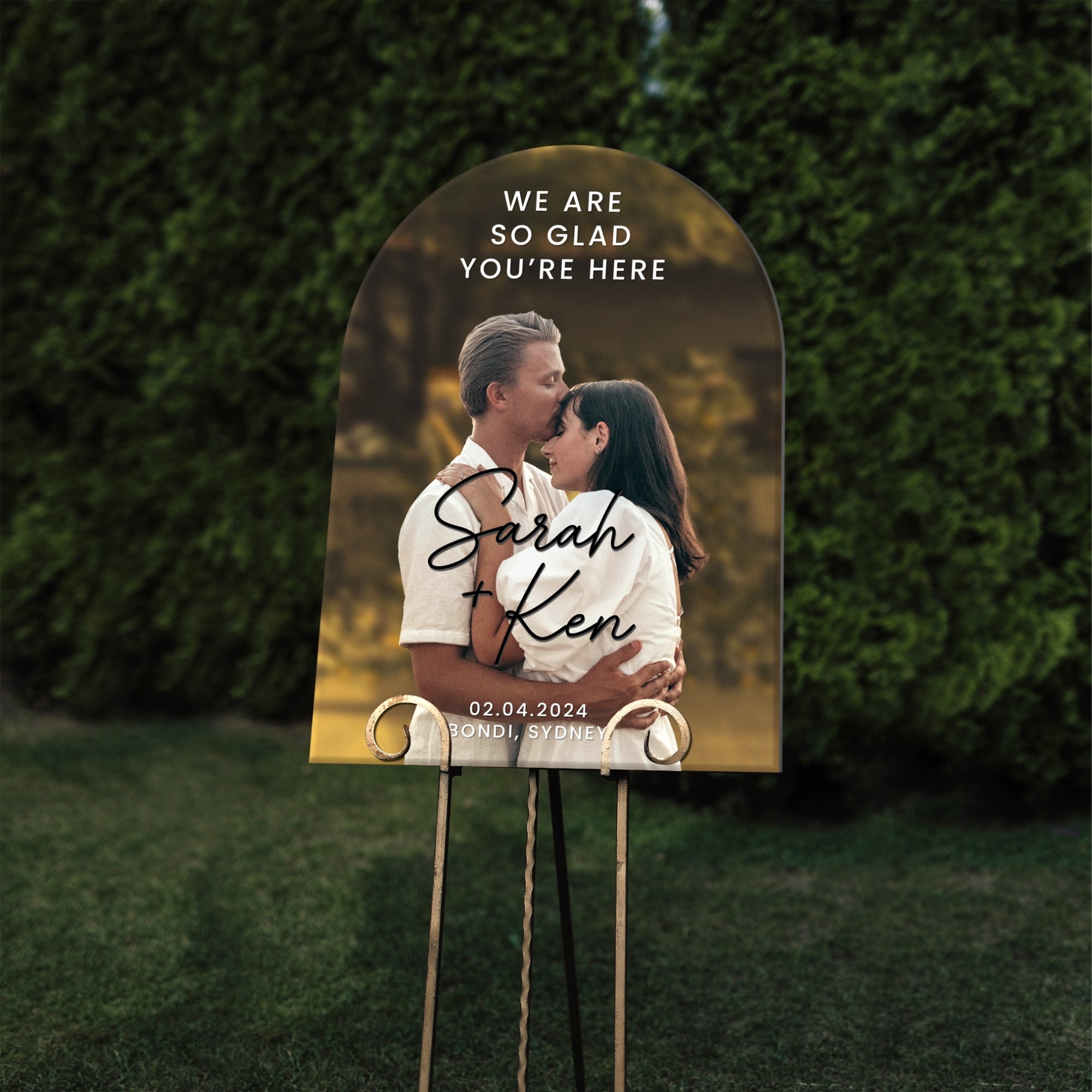 Personalised 3D Photo Engagement Wedding Welcome Mirror Acrylic Arch Sign, Custom UV Print Picture Event Signage Anniversary, Birthday Decor