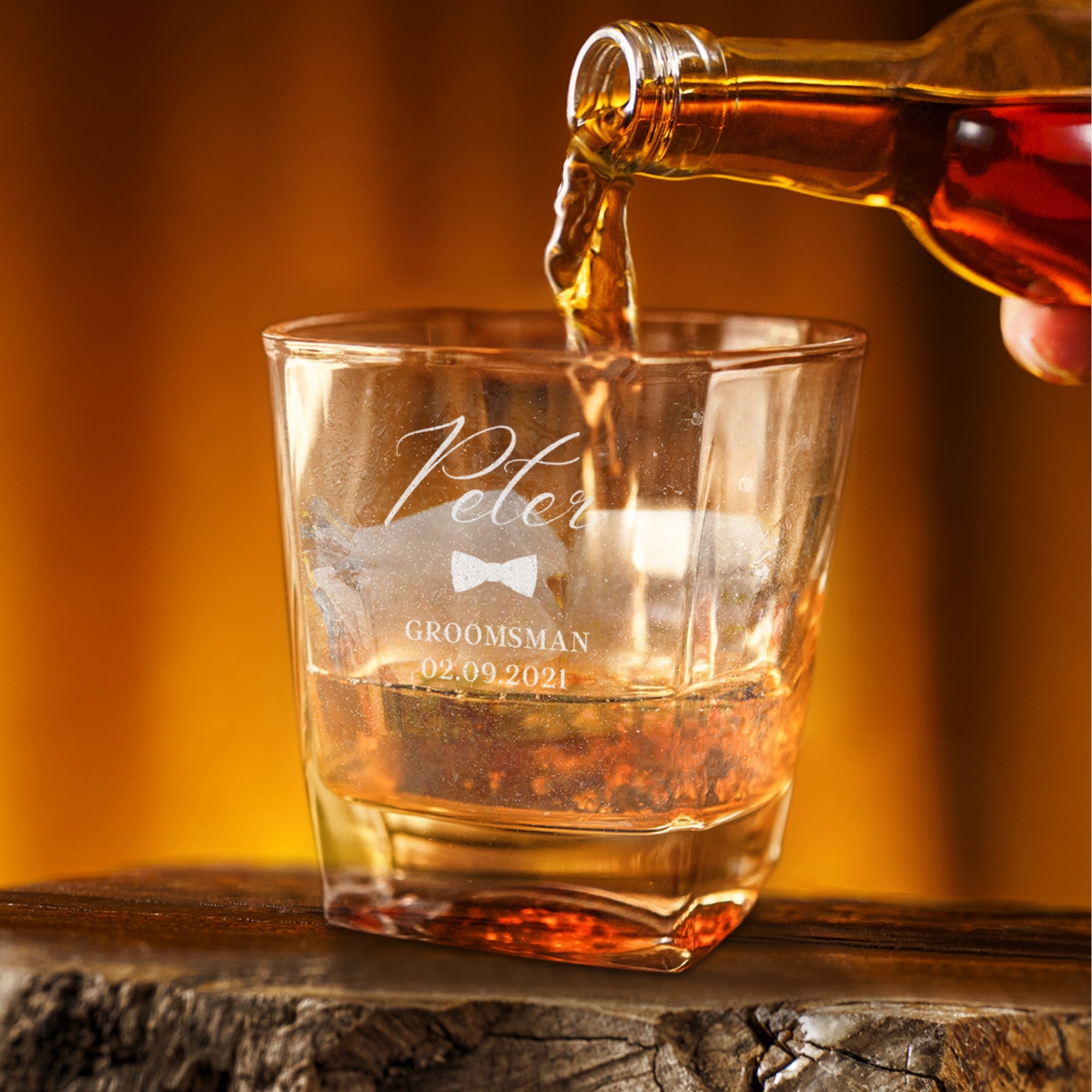 Personalised Whiskey Glass, Slate Coaster, Black Matte Hip Flask, Corkscrew Set in Custom Engraved Wooden Box, Father Groomsman Wedding Gift