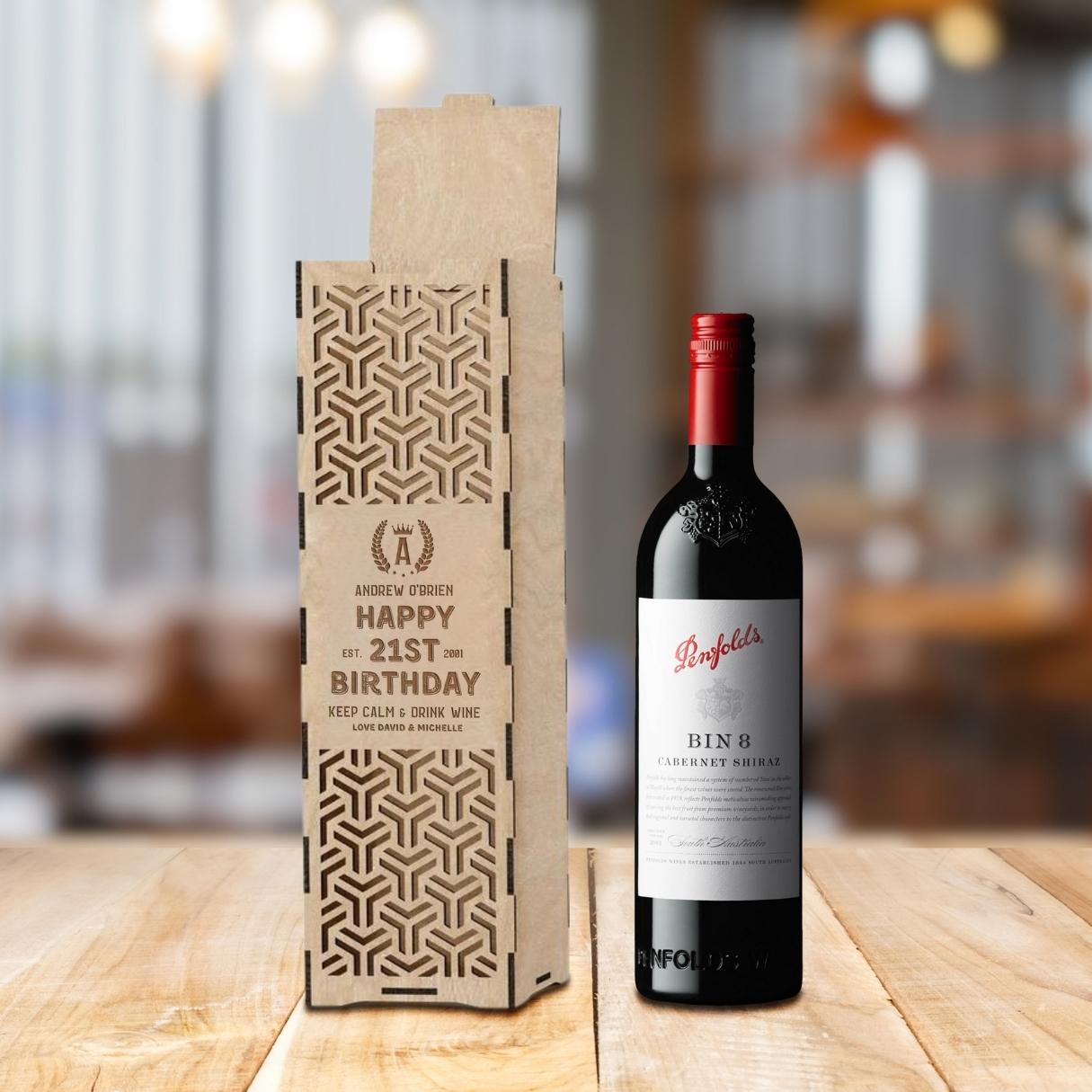 Custom Made Laser Cut & Engraved Wooden Decorative Wine Box, Personalised Plywood/ MDF Name/ Logo Wedding, Birthday, Corporate Wine Bottle Gift Boxes