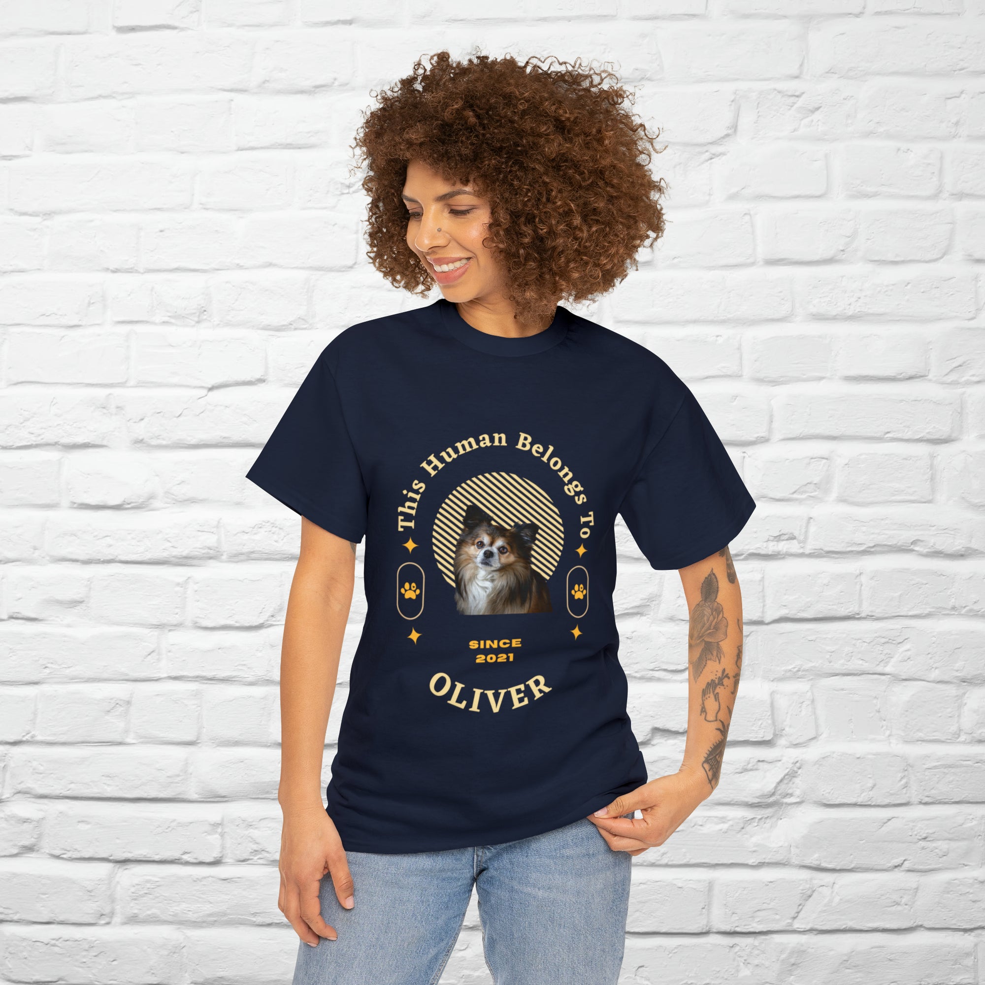 Customise Your Pet Photo Unisex T-shirt - This Human Belongs To