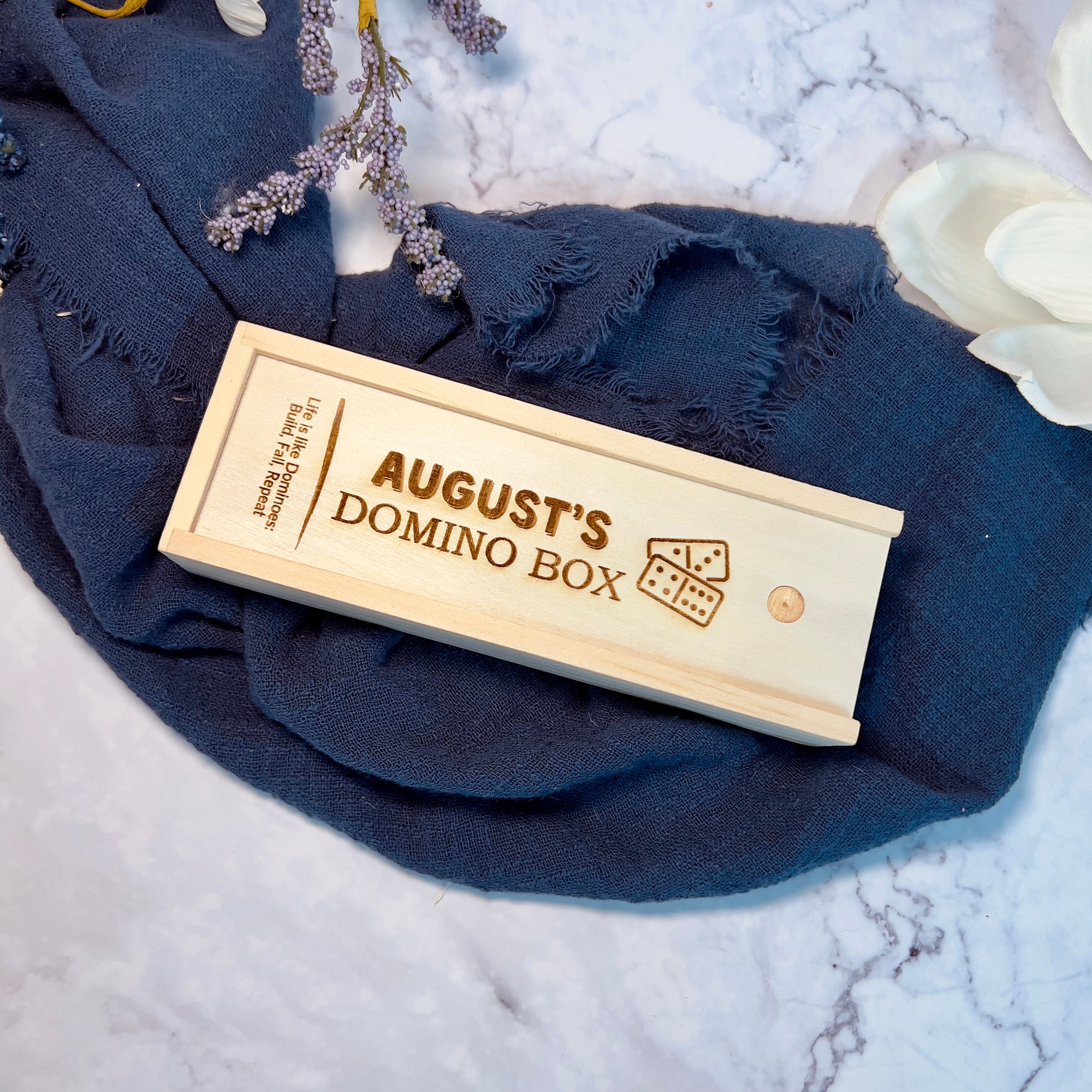 Personalised Wooden Domino Box, Engraved Tile Game, Family Party Interactive Dice Board Games, Custom Timber Children Dominoes, Kid Birthday, Father's Day Gift Set