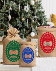 Personalised Merry Christmas Kid & Family North Pole Traditional Sack, Customised Delivery Xmas Stamp Presents Jute Bag, Linen Gift Storage