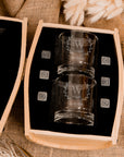 Personalised Wooden Barrel Whiskey Box, 2 Scotch Glasses, 6 Ice Stones | Custom Engraved Barware Set, Dad Groomsmen, Anniversary, Xmas Gift 