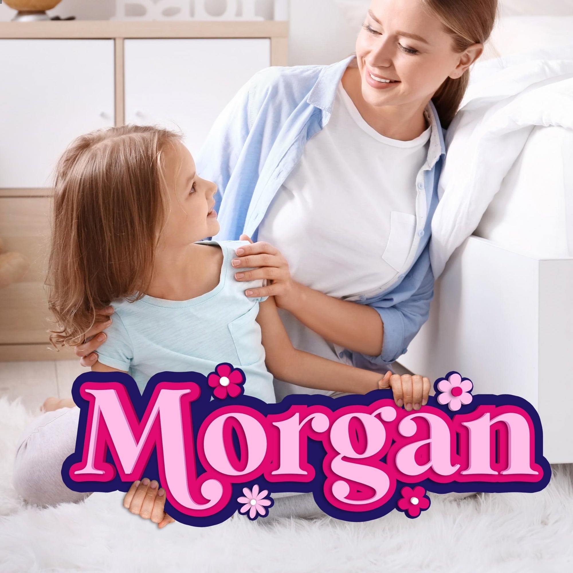 Custom Acrylic 3D Triple Layer Daisy Flower Script Name Sign, Personalised Mirror Kid Girl Nursery Wall Decor, First Birthday Shower Signage