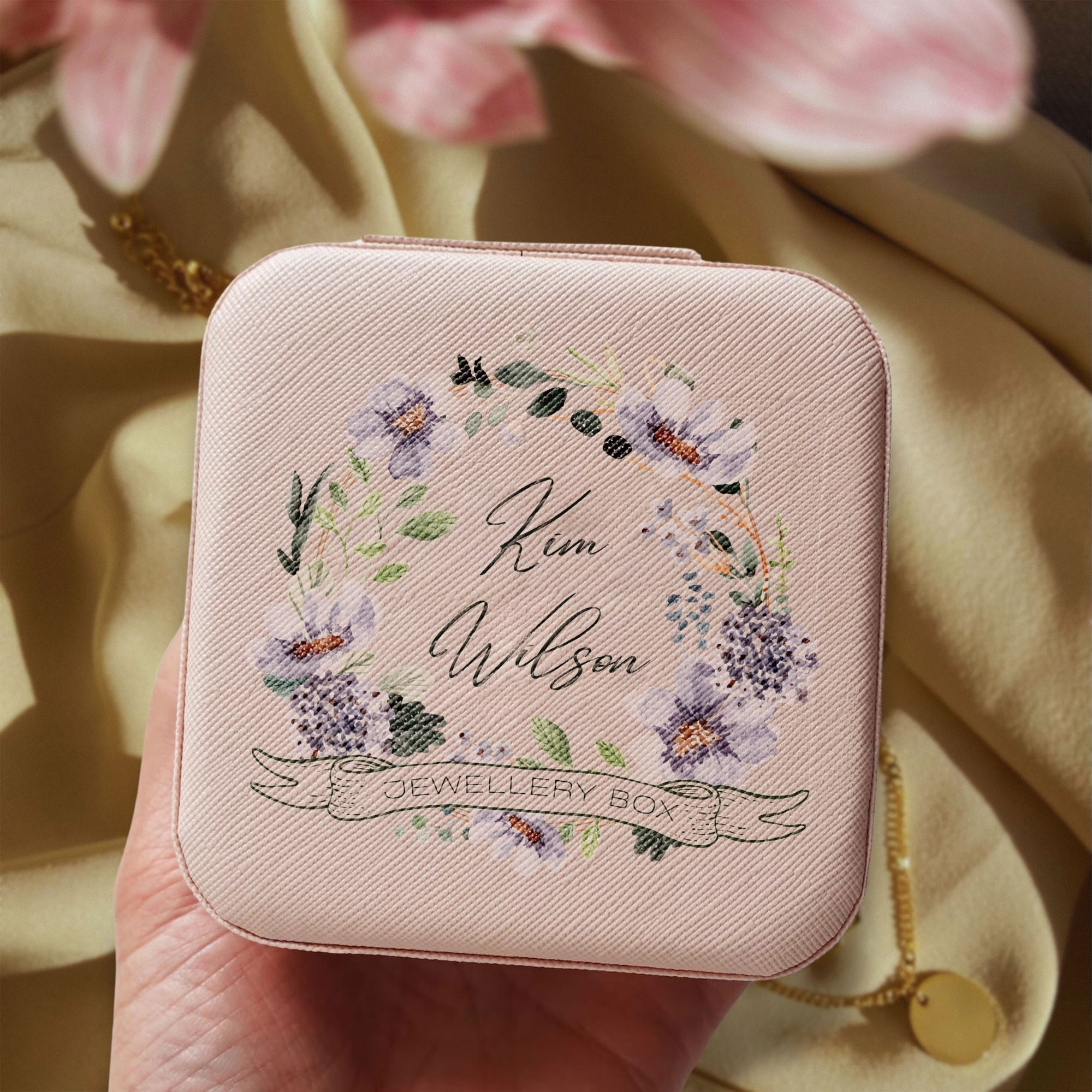 Personalised Travel Jewellery Case, Custom Printed Portable Accessories Box, Rings Storage Holder, Earrings Organiser, Bridesmaid, Mom Gift