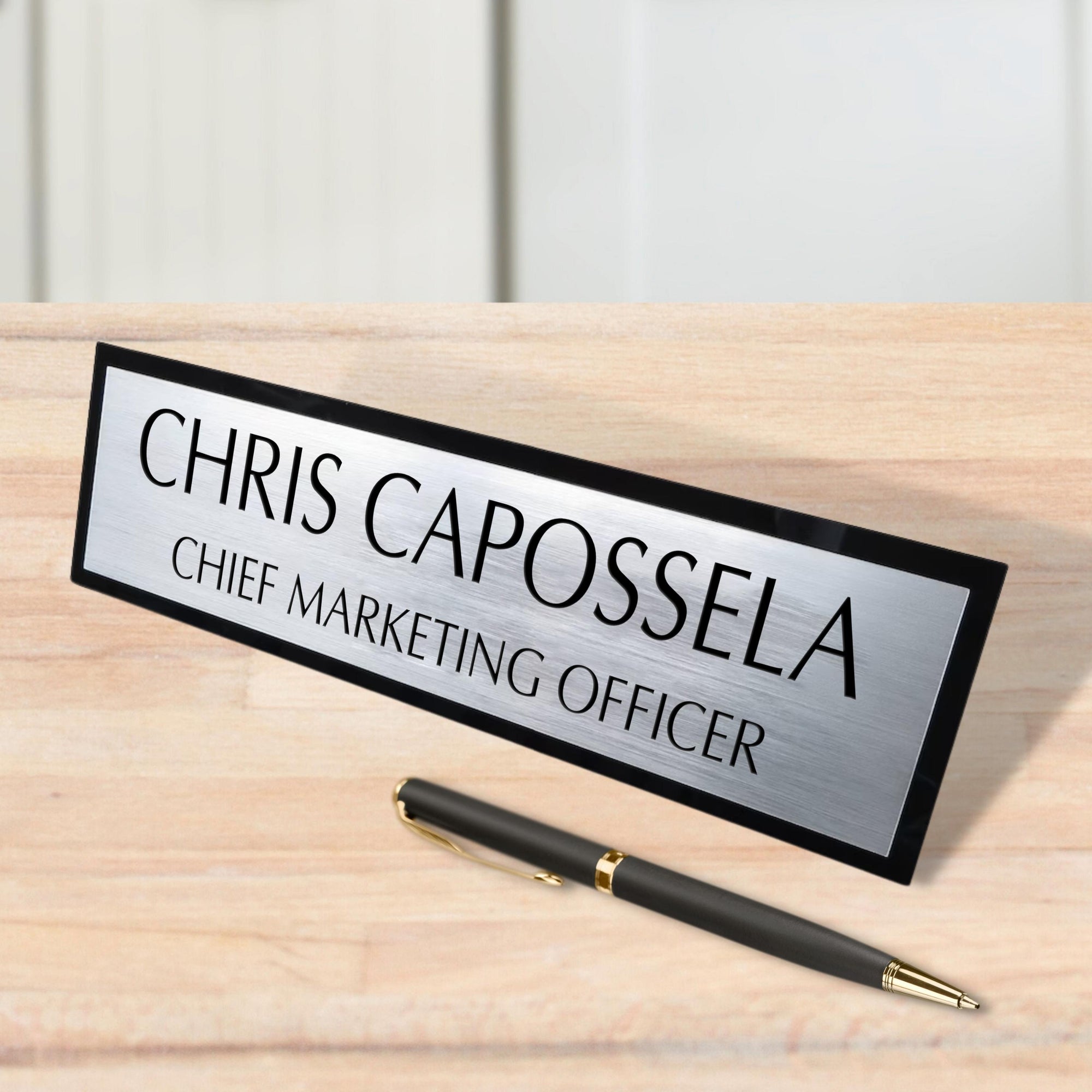 Custom Engraved Acrylic Desk Name Plate, Personalised Professional New Job Title Sign, Office Accessory, Title Banner, Job Role Quote Plaque