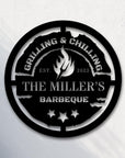 Customised Barbecue Hoop, Personalised Family BBQ Wall Art, Chill & Grill Display Hanging Sign, Kitchen Backyard, Housewarming Decor Signage
