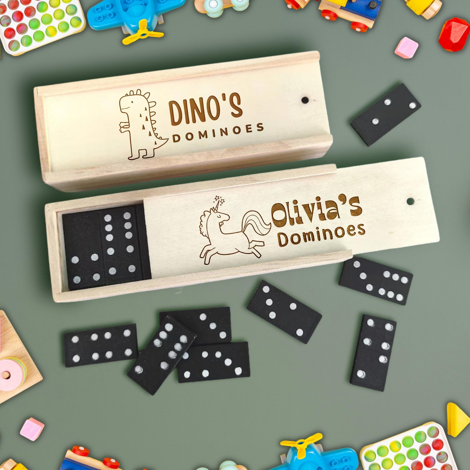 Personalised Wooden Domino Box, Engraved Tile Game, Family Party Interactive Dice Board Games, Custom Timber Children Dominoes, Kid Birthday, Father&#39;s Day Gift Set