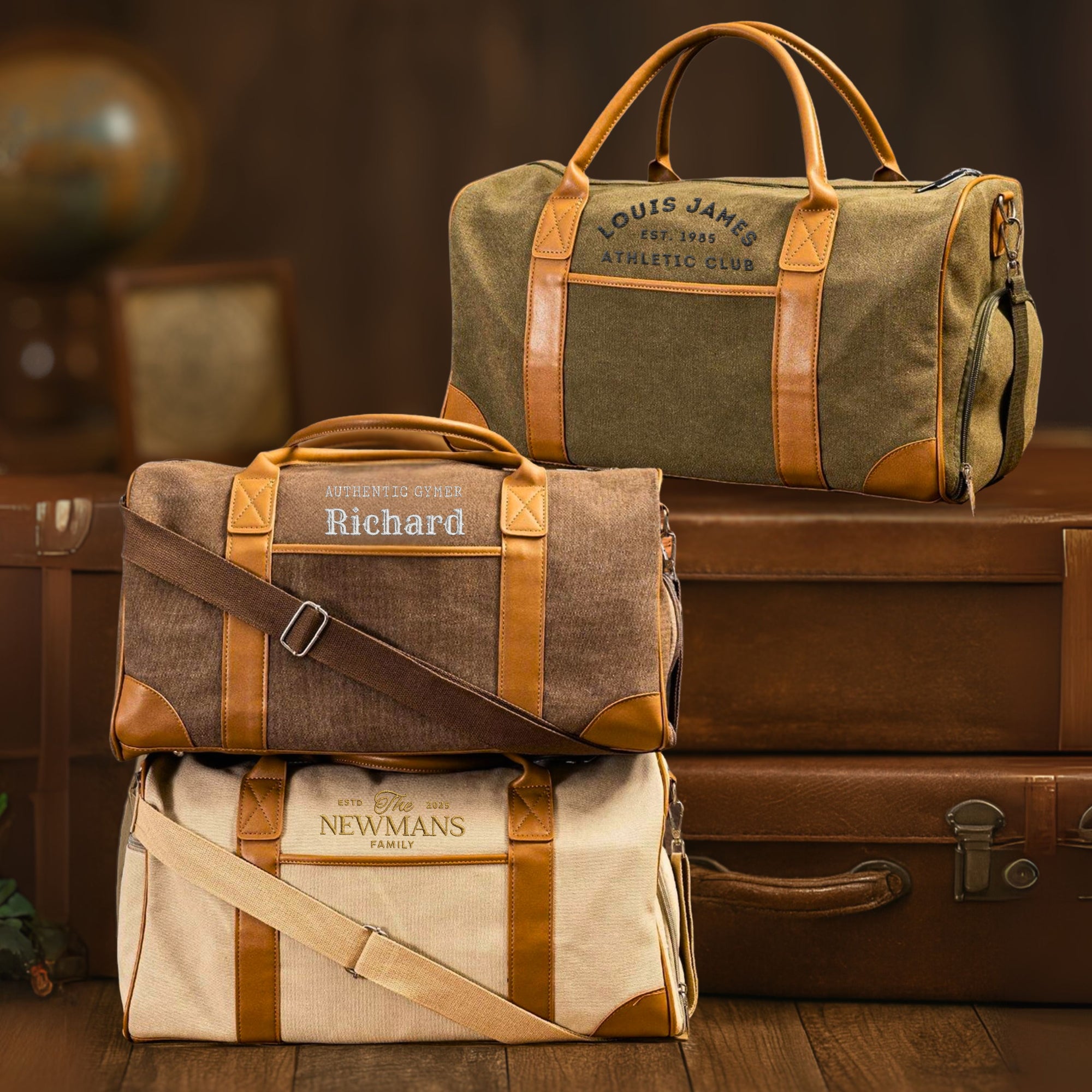 Personalised Embroidered Carry On Canvas Duffle Bag