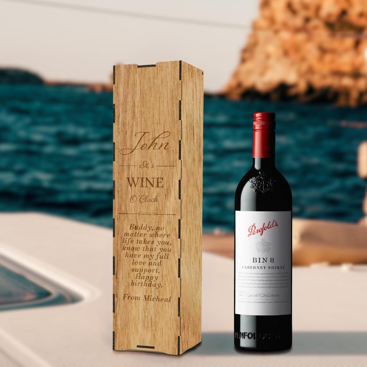 Custom Made Laser Cut & Engraved Wooden Wine Box, Personalised Plywood/ MDF Name/ Logo Wedding, Birthday, Corporate Wine Bottle Gift Boxes