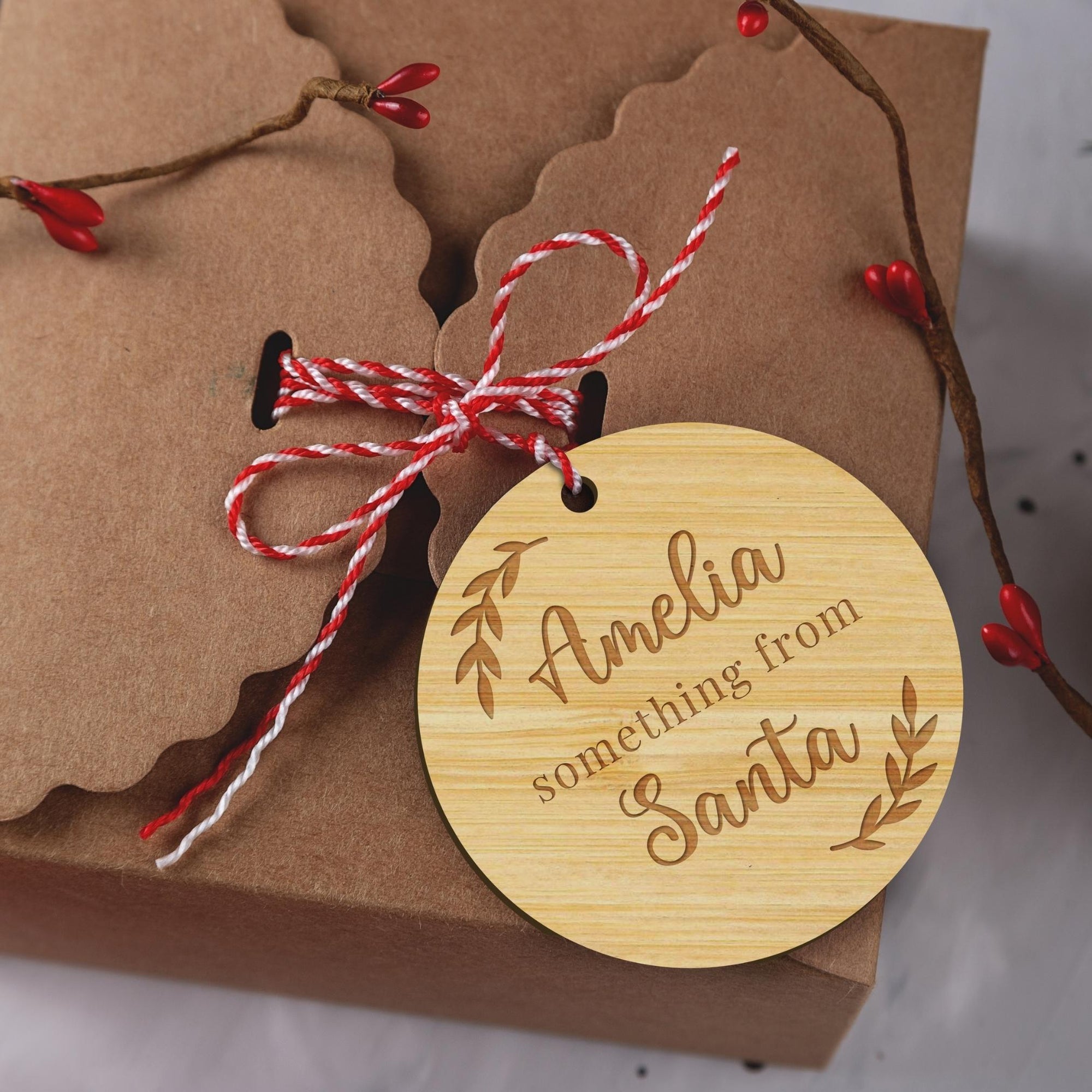 Custom Engraved Christmas Something Gift Tags, Personalised Santa Present Swing Tag, Etched Want Need Wear Read Share Mindful Stocking Tag