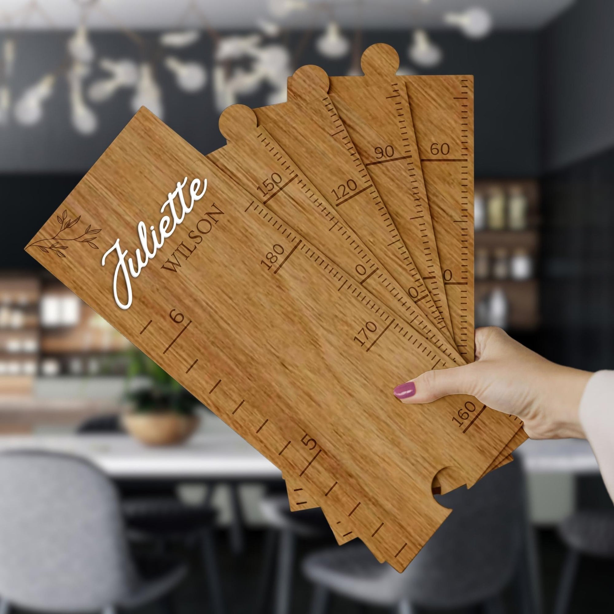 Custom Made 3D Raised Name Wooden Kid Height Chart, Personalised Laser Cut & Engraved Family Growth Ruler Record, Nursery Wall Decor Gift
