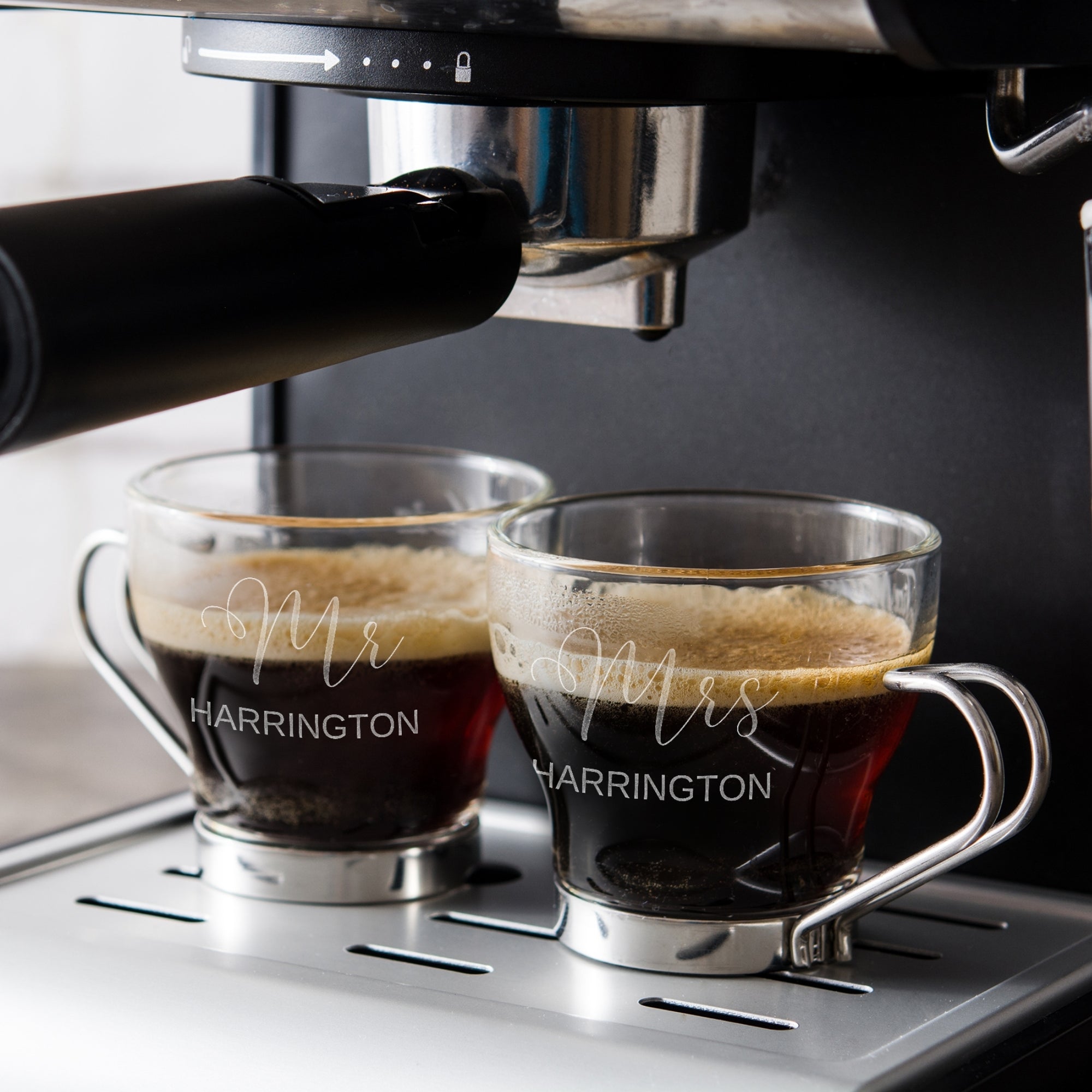 Personalised Glass Coffee Mug & Metal Handle, Custom Engraved Tea Cup, Wedding Favours, Birthday, Mom Father's Day, Christmas Corporate Gift