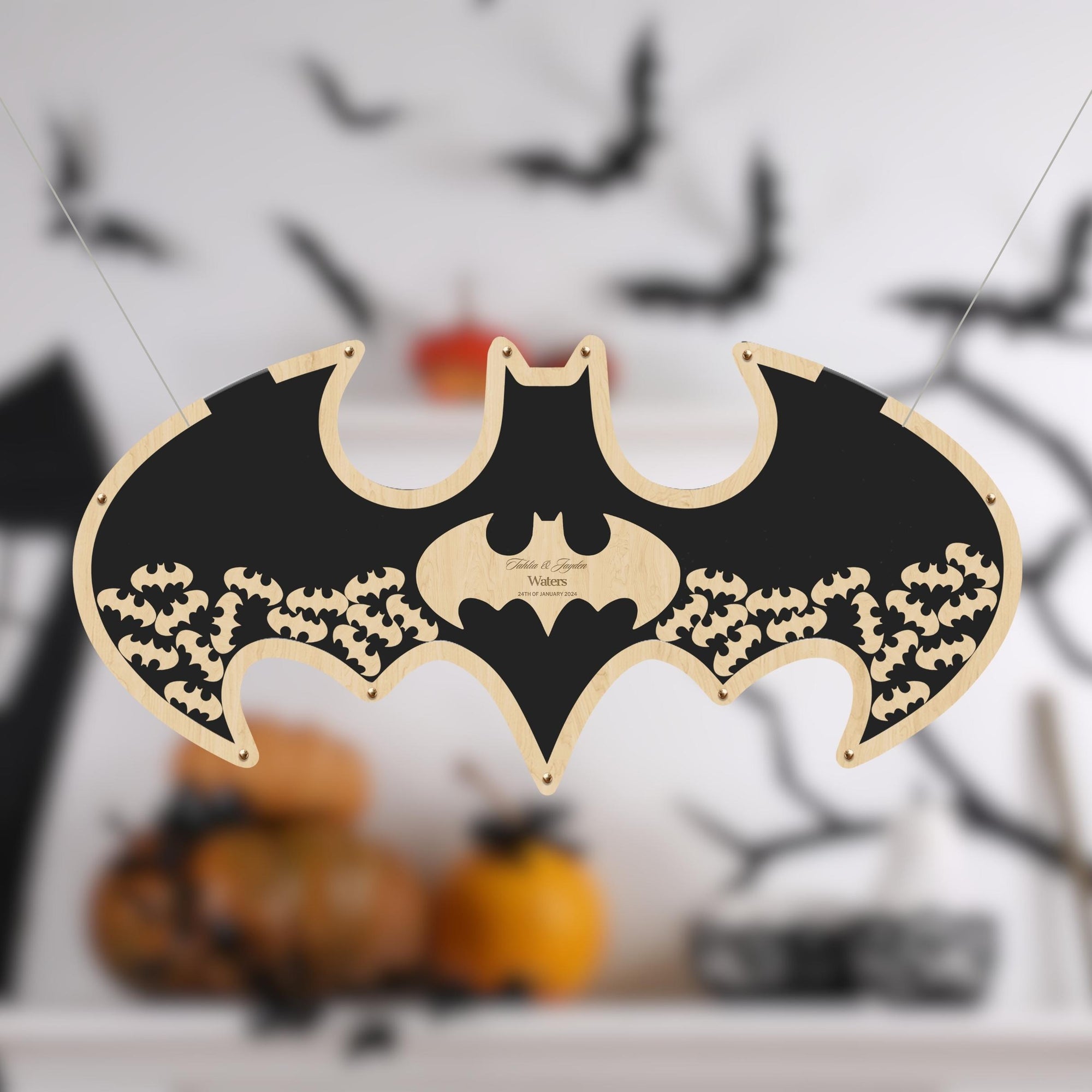 Custom Plywood Batman Drop Box, Rustic Personalised Name, Date Wedding, Birthday Guest Book Alternative, Halloween Table Decor, Kid Coin Box