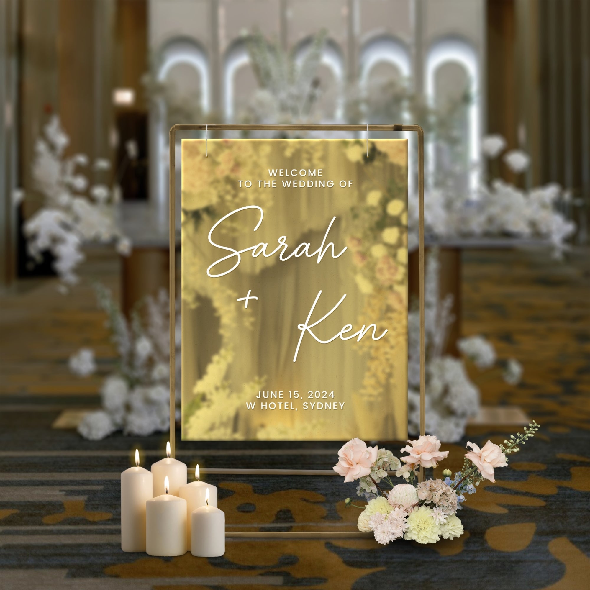 Personalised Couple Names Acrylic Wedding Signage, Custom UV Print Mr&Mrs Mirror Welcome Sign, Engagement/ Anniversary/ Birthday Party Decor