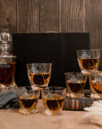 Personalised Twisted Whiskey Decanter & 6 Scotch Glasses Box Set , Custom Engraved Whisky Barware, Housewarming, Groomsmen Dad Birthday Gift
