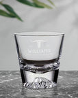 Personalised 280ml Whiskey Rock Mountain Thick Bottom Glass, Custom Engraved Scotch Tumbler, Corporate Housewarming Wedding, Groomsmen Gift