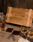Personalised Army Wood Crate Whiskey Box, Whisky Decanter, 2 Glasses, 6 Ice Stones, 2 Coasters, Tongs, Etched Barware Groomsman Dad Gift Set