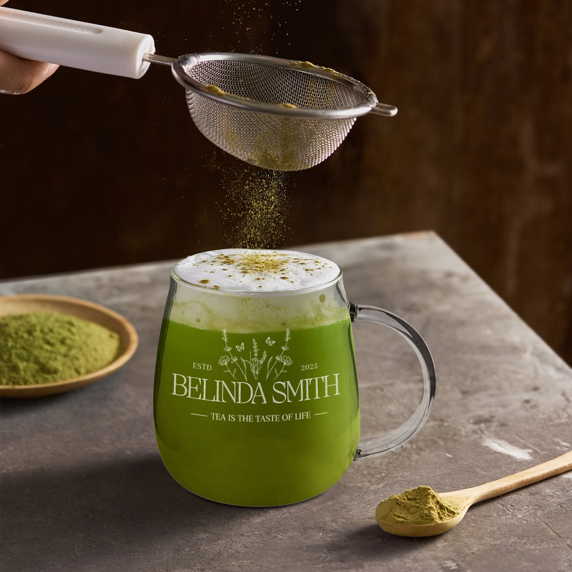 Personalised Handle Glass 320ml Coffee Mug , Custom Engraved Tea Cup, Wedding Favour, Mother Birthday, Father's Day Christmas Corporate Gift