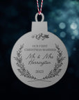Personalised Mirror Acrylic/ Wooden Christmas Tree Ornament, Engraved Custom Name Mr&Mrs First Xmas New Home, Married, Engaged Baubles, Tree Gift Tag Decor