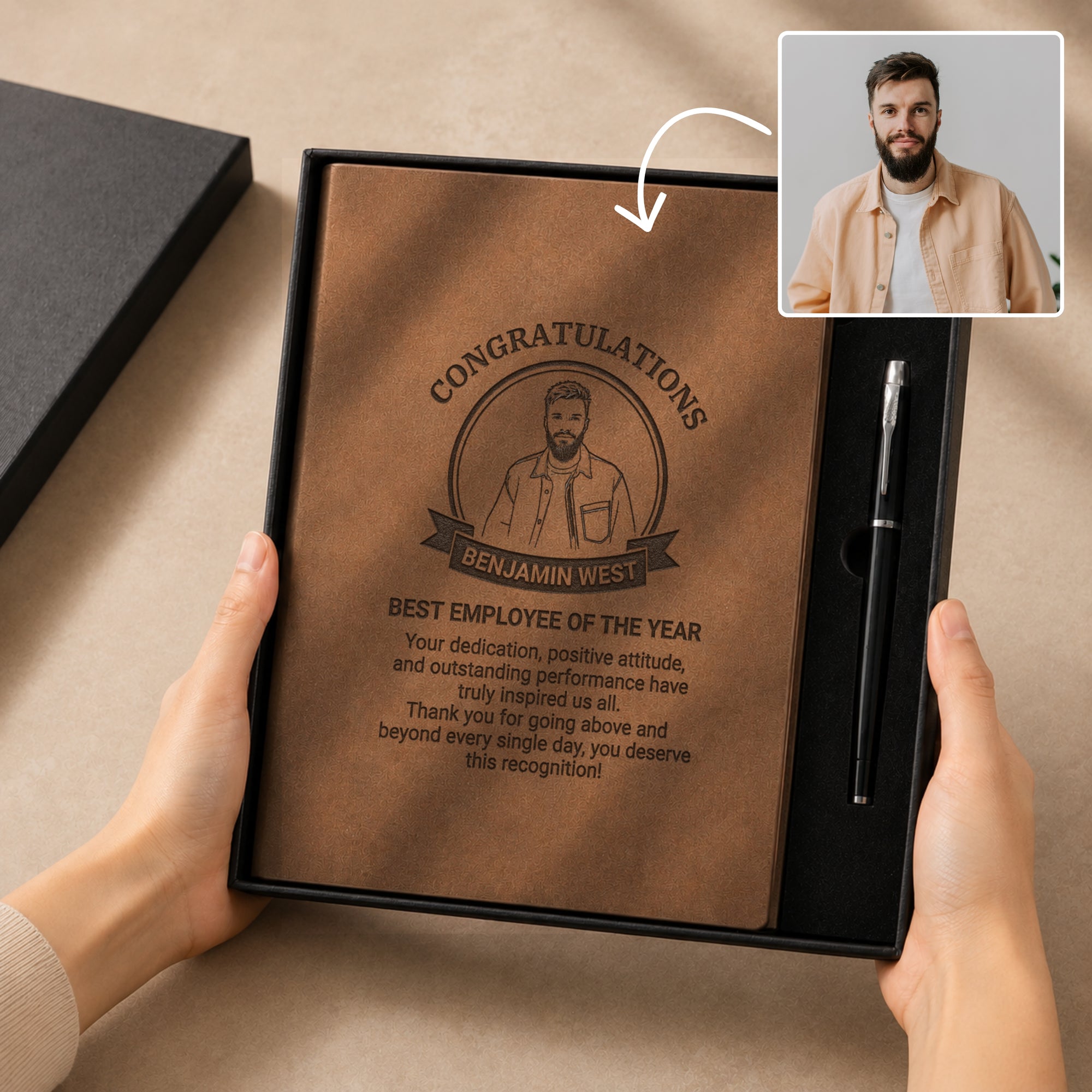 Personalised Engraved Soft Suede B5 Notebook, Pen &amp; Bookmark Charm Gift Box Set
