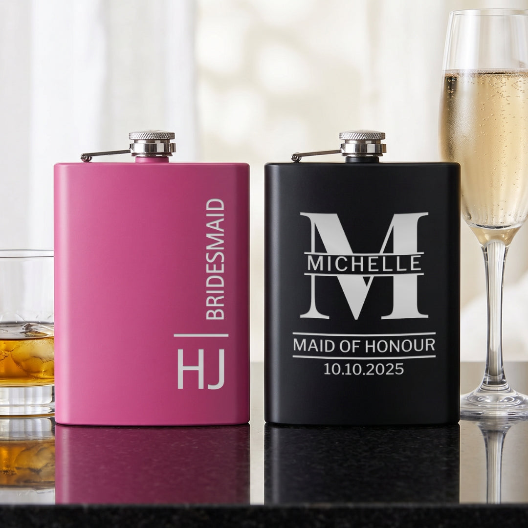Custom Engraved 8oz Bridesmaid Stainless Steel Hip Flask