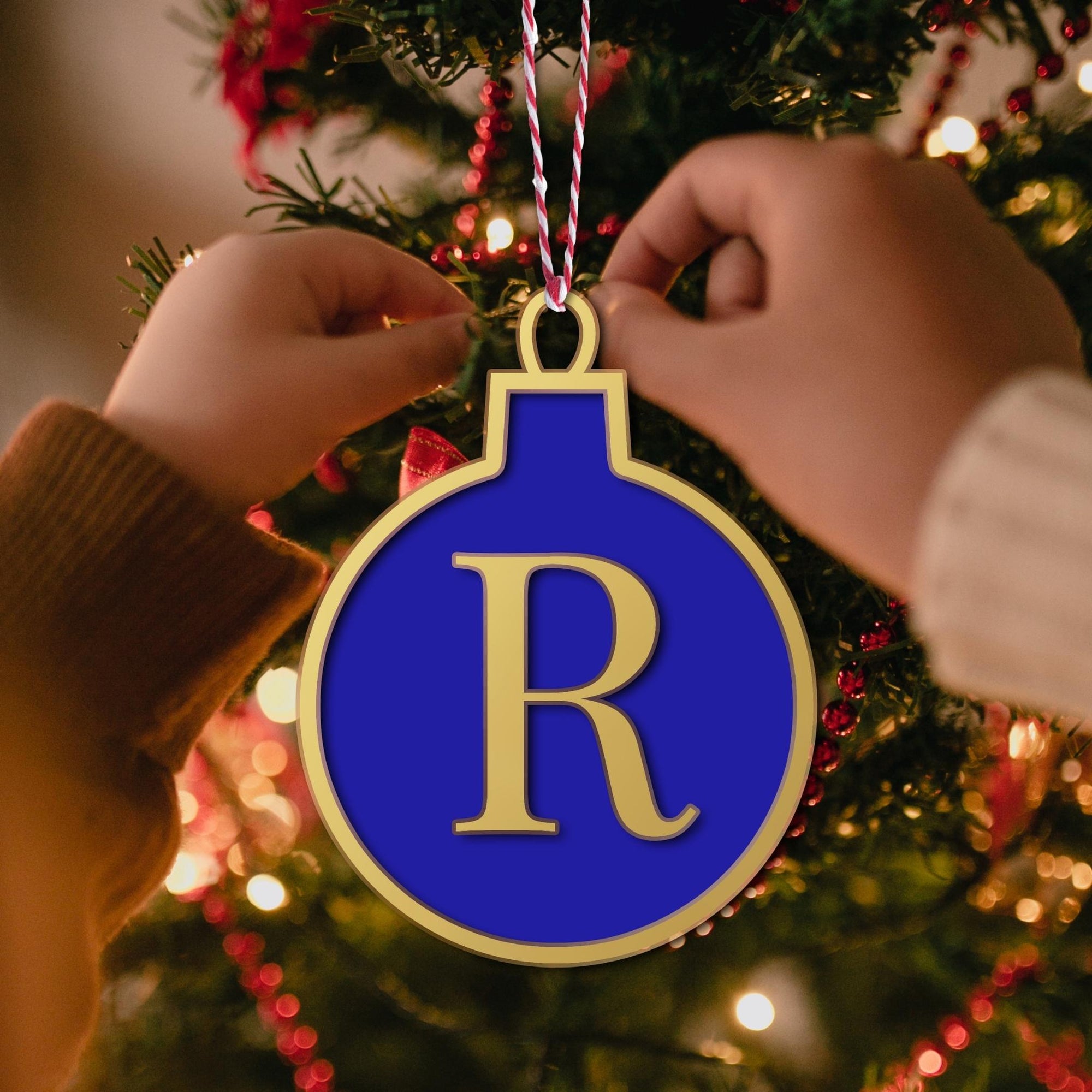 Personalised Double Layer Acrylic Mirror Initials Christmas Bauble, Custom Laser Cut Monogram Hanging Tree Ornament, Xmas Decor, Teacher Gift Tags