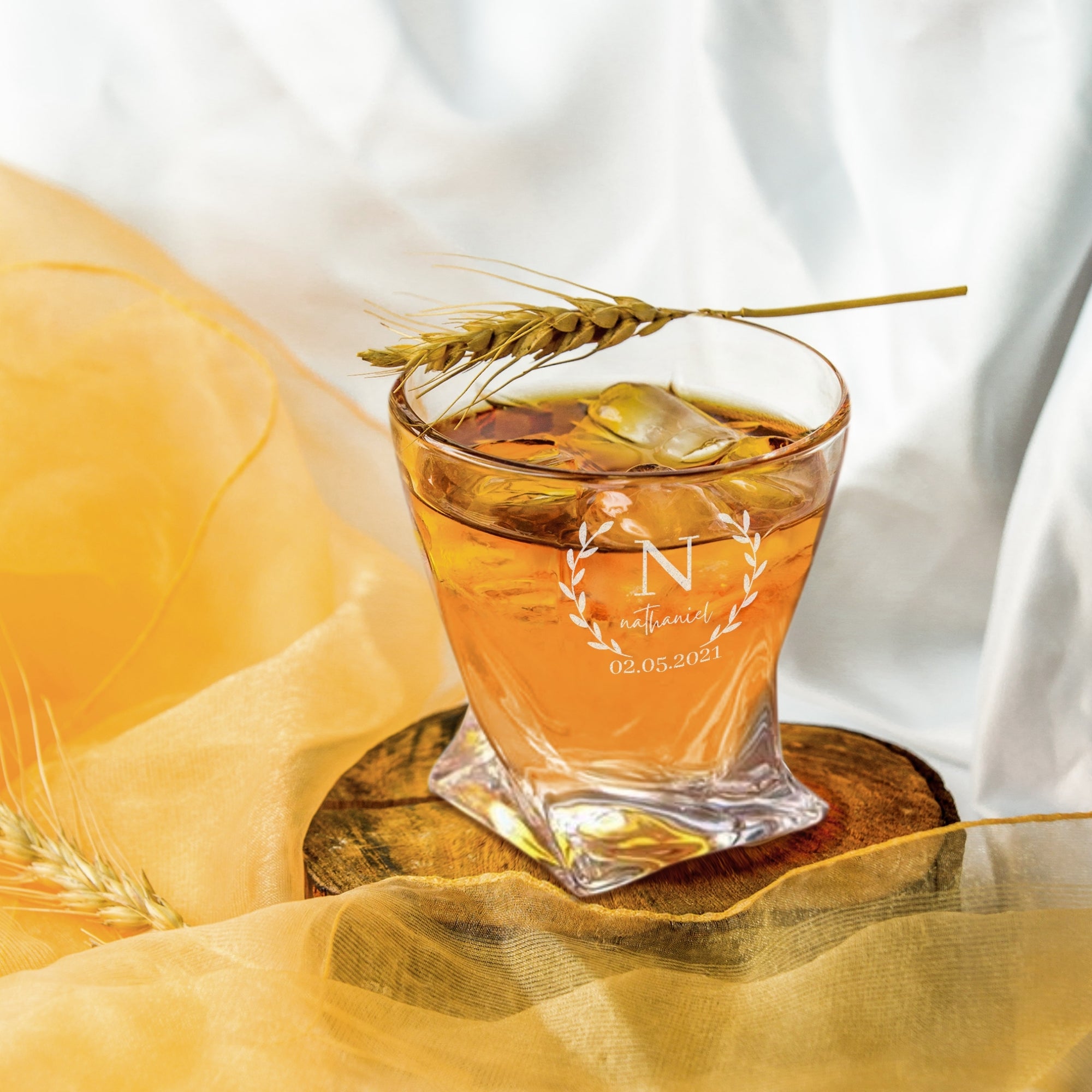 Personalised 280ml Whiskey Twisted Glass, Custom Engraved Rock, Wine Tumbler, Corporate Housewarming Wedding, Bridesmaid, Groomsmen Gift