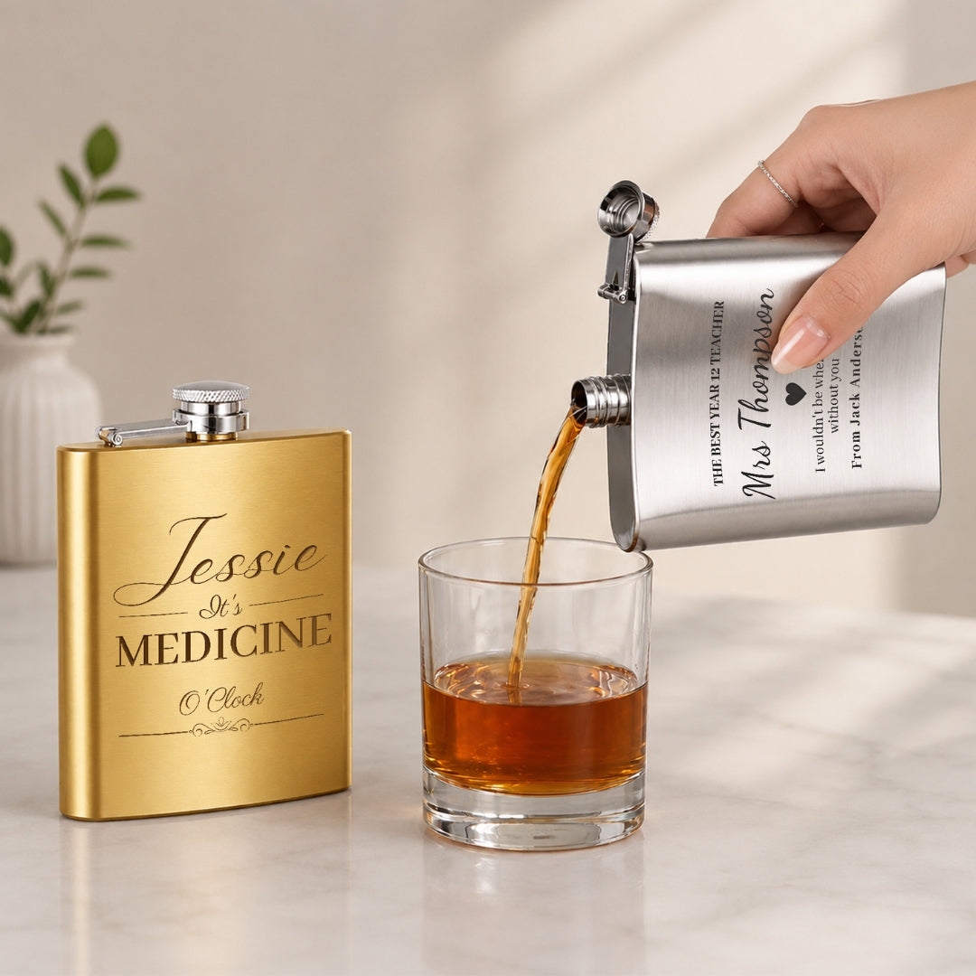 Custom Engraved 8oz Bridesmaid Stainless Steel Hip Flask