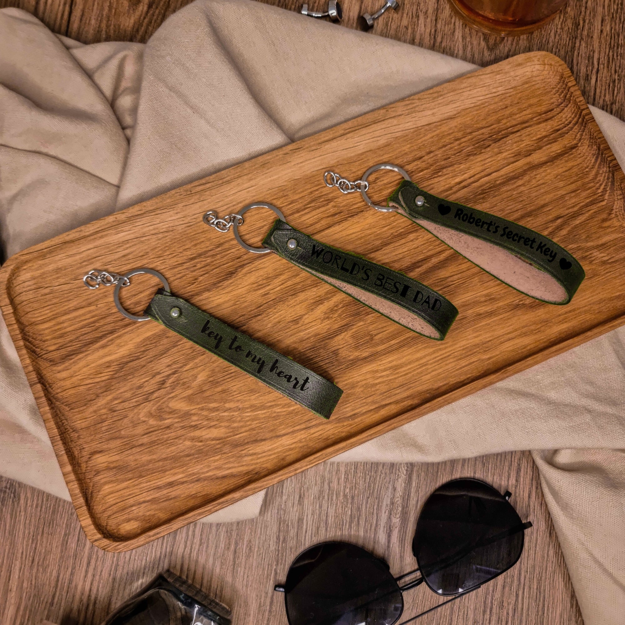 Personalised Cowhide Real Leather Keychain