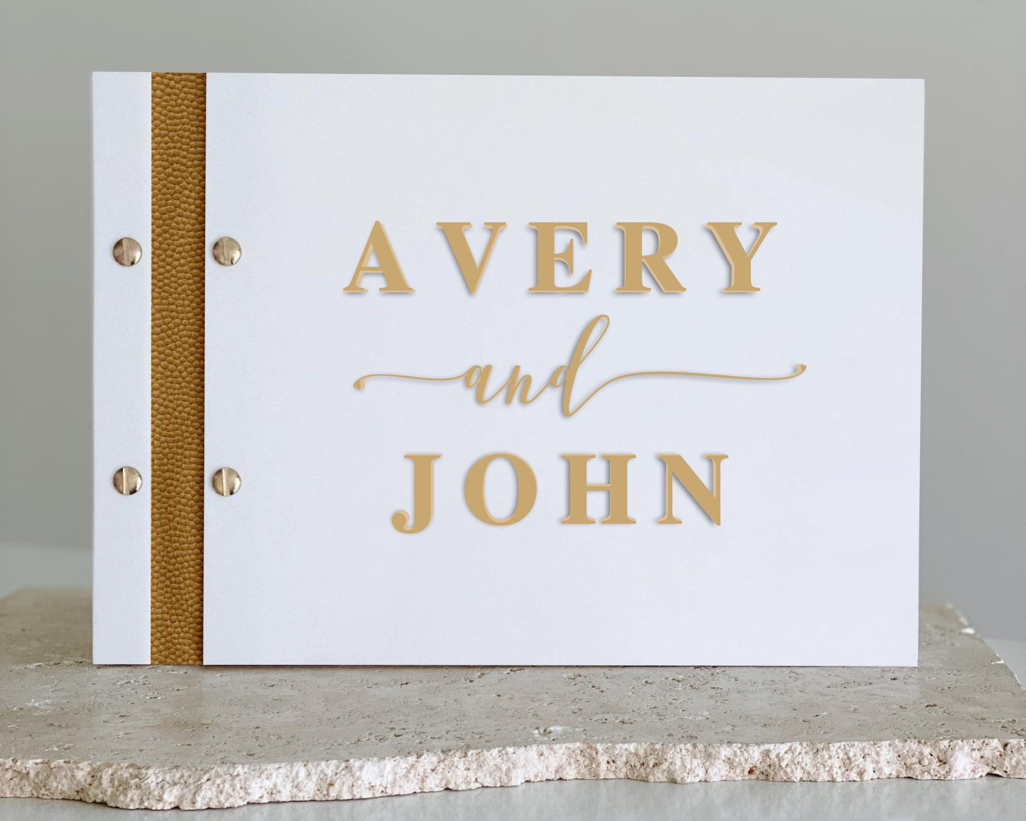 Custom Made 3D Raised Acrylic & Vegan Leather Wedding Guest Book, Personalised Logo Alternative/ Traditional Guestbook Keepsake, Party Decor