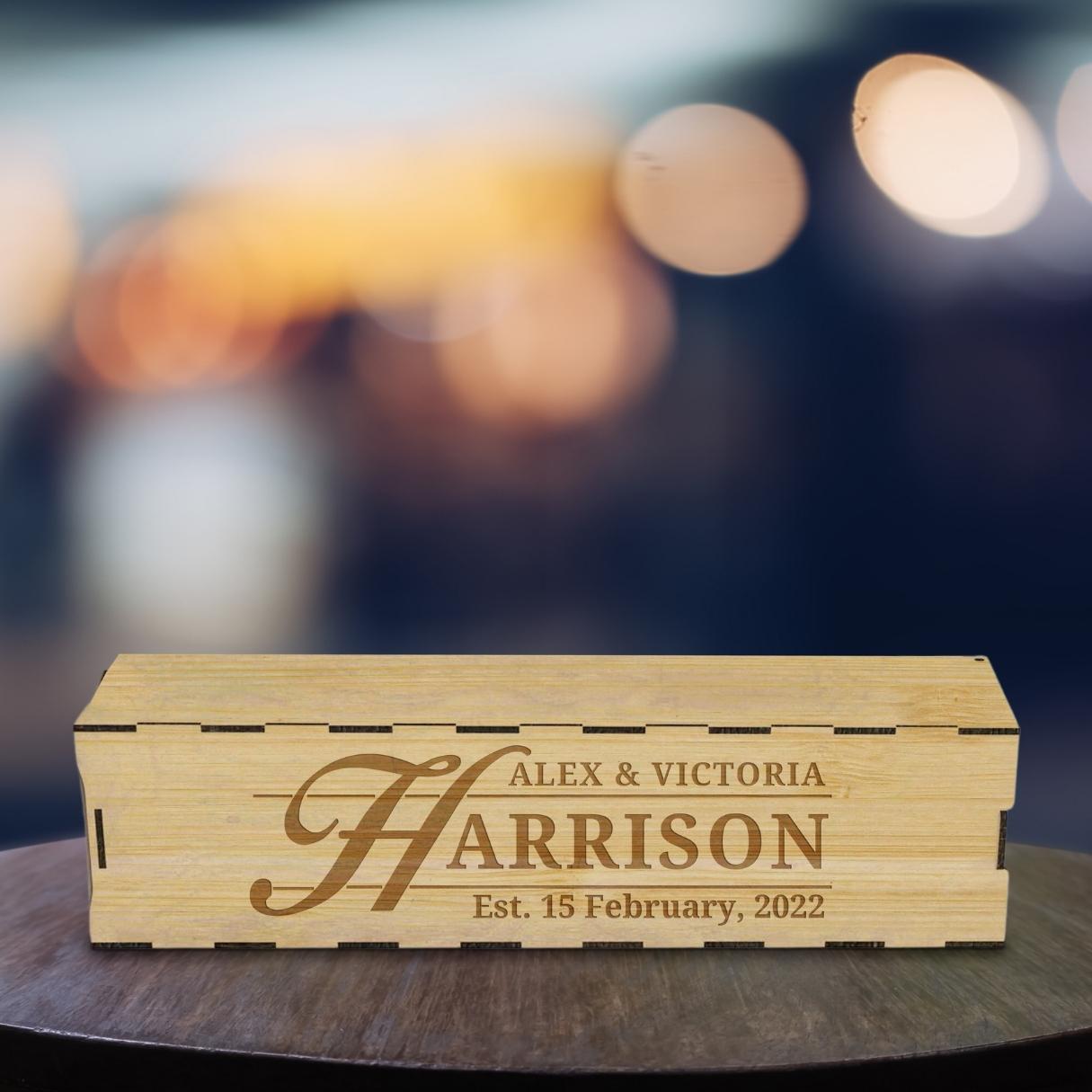 Custom Made Laser Cut & Engraved Wooden Wine Box, Personalised Plywood/ MDF Name/ Logo Wedding, Birthday, Corporate Wine Bottle Gift Boxes