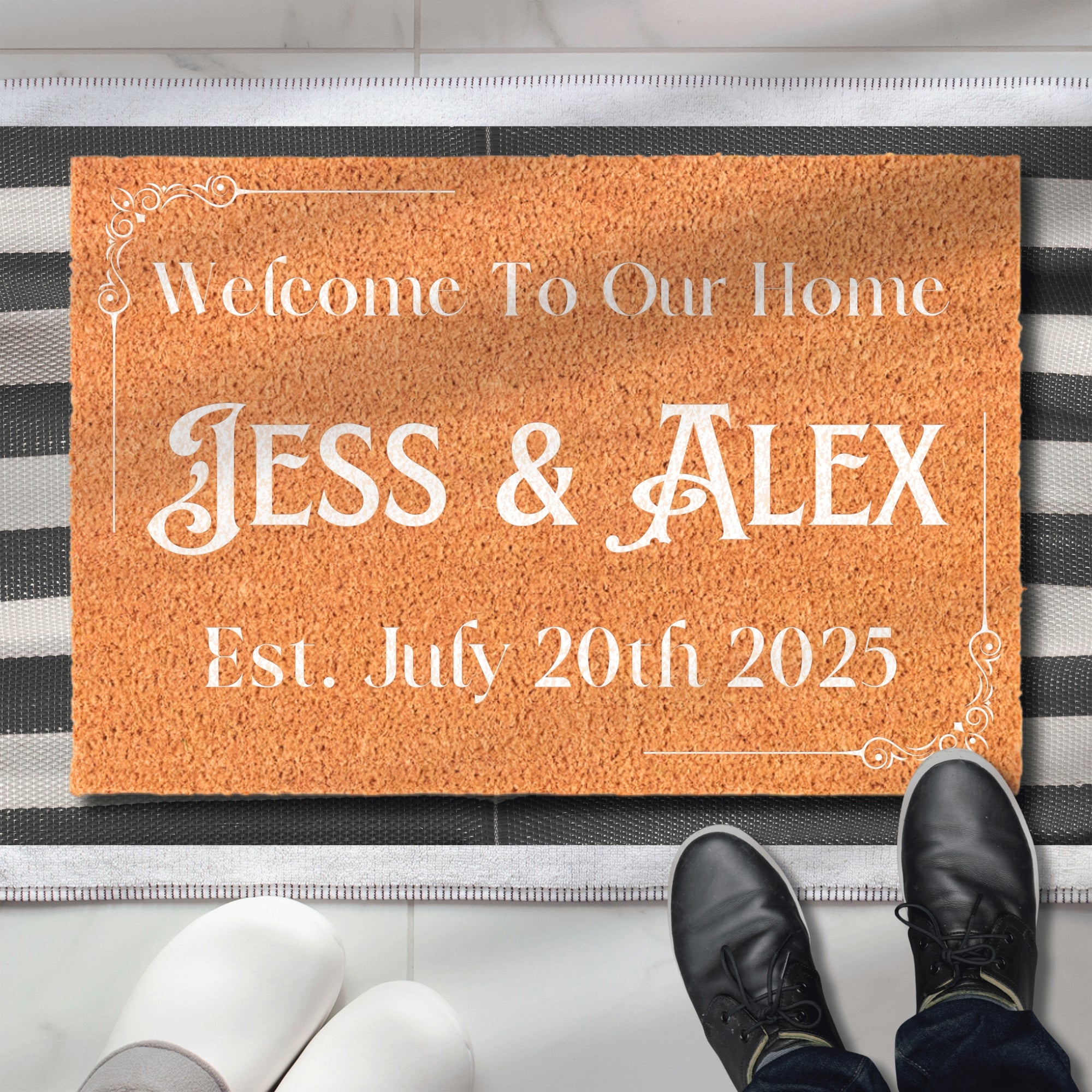 Personalised Coir Doormat, Customised UV Printed Coconut Fibre Front Entry Property Estate Logo Welcome Outdoor Indoor Mat Housewarming Gift