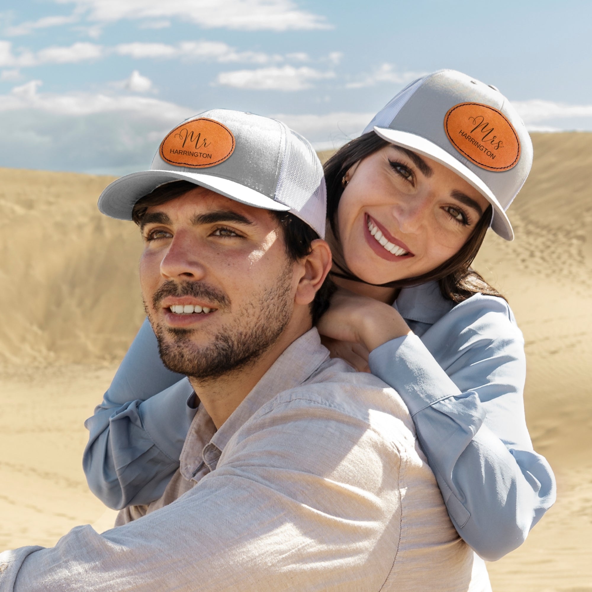 Custom Engraved Leatherette Patch Trucker Hat, Personalised Unisex Adjustable Cap, Sun Protection Sport Snapback Groomsman Dad Birthday Gift