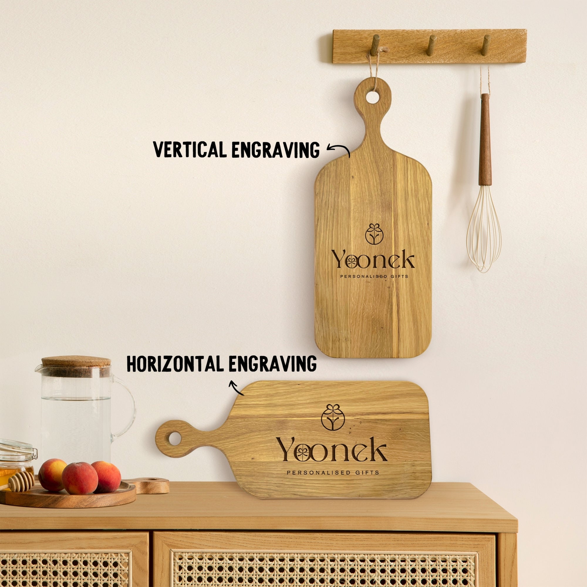 Personalised Oak Wooden Cheese Serving Board, Custom Engraved Cutting Chopping Paddle Tray, Charcuterie Platter, Housewarming Corporate Gift