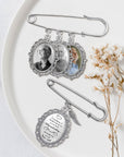 Personalised Photo & Message Memorial Bridal Bouquet Pin Charm, Custom Print Picture In Loving Memory Quotes Brooch Wedding Remembrance Gift
