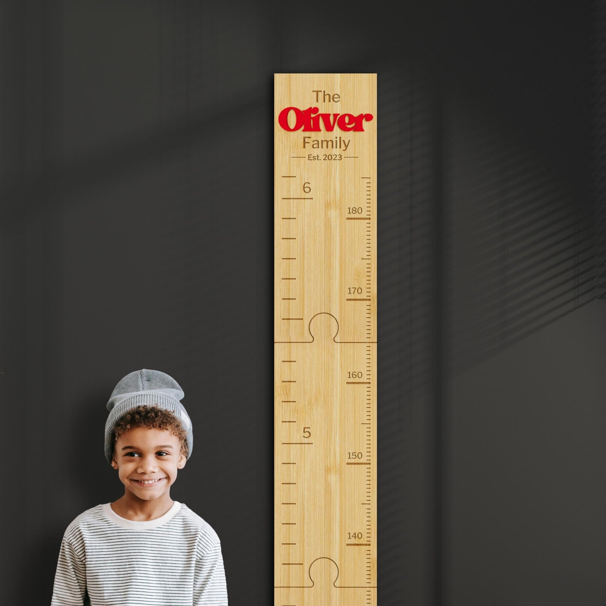 Custom Made 3D Raised Name Wooden Kid Height Chart, Personalised Laser Cut & Engraved Family Growth Ruler Record, Nursery Wall Decor Gift