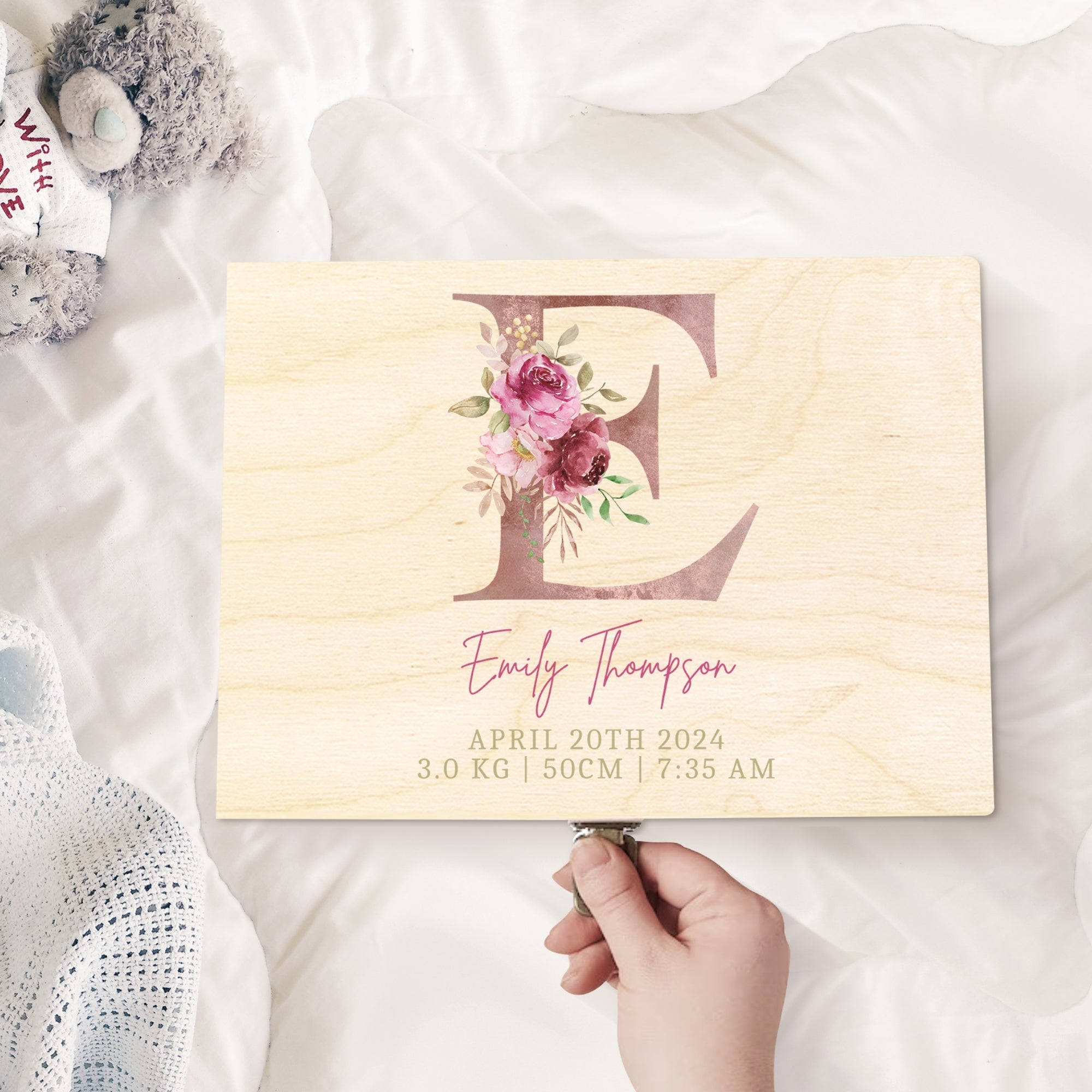 Personalised New Born Baby Wooden Keepsake Box, Custom UV Printed Engraved Pine Memory Boxes, Treasure Storage, Nursery, First Birthday Gift