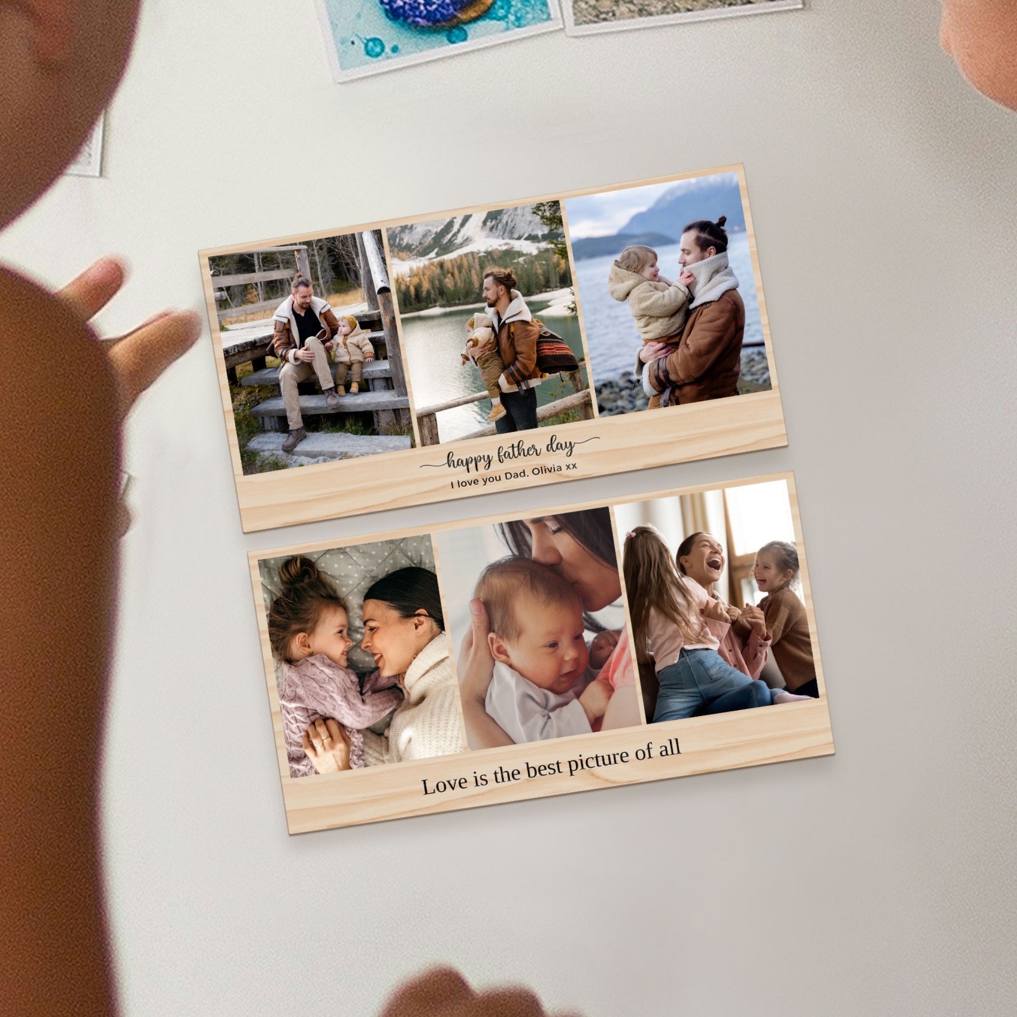 Custom Print 3 Photo Collage Wood Plaque, Personalised Bamboo Photobooth Strip, Picture Fridge Magnet, Anniversary, Birthday, Mum, Dad Gift