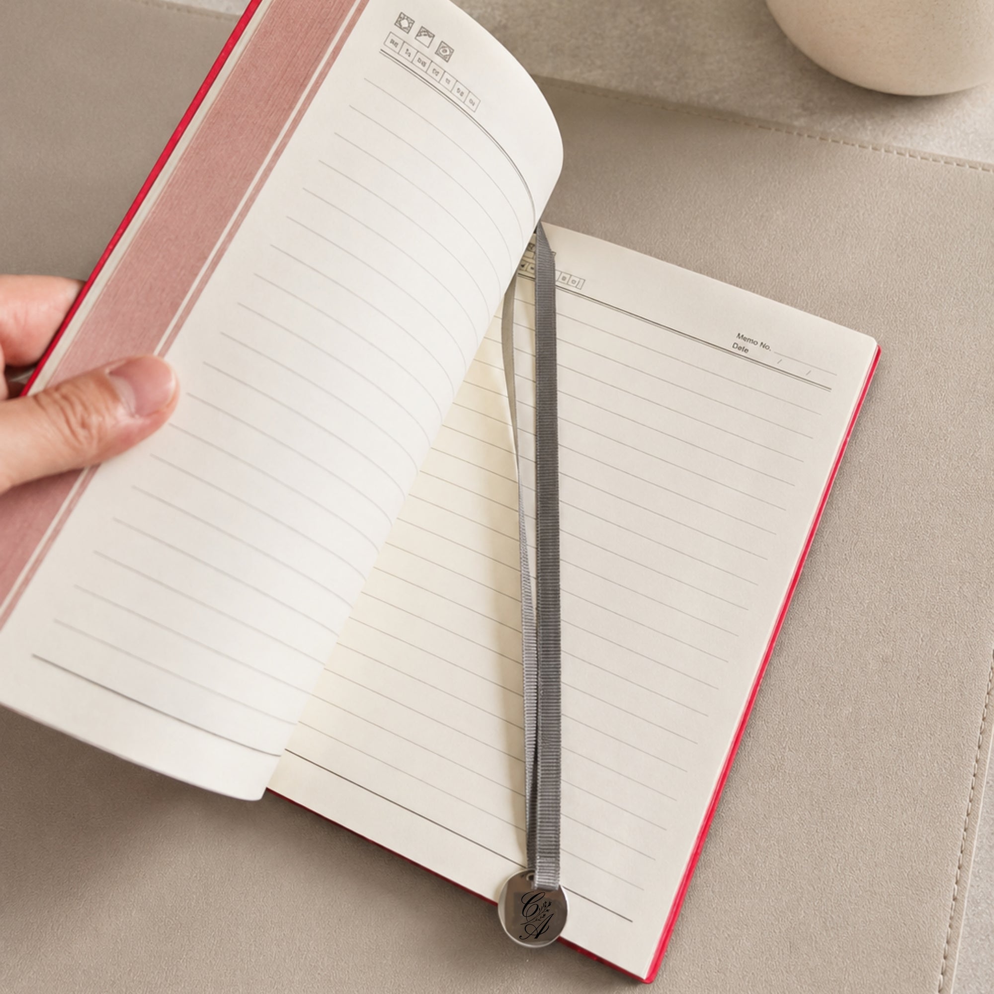 Personalised Engraved Soft Suede B5 Notebook, Pen &amp; Bookmark Charm Gift Box Set
