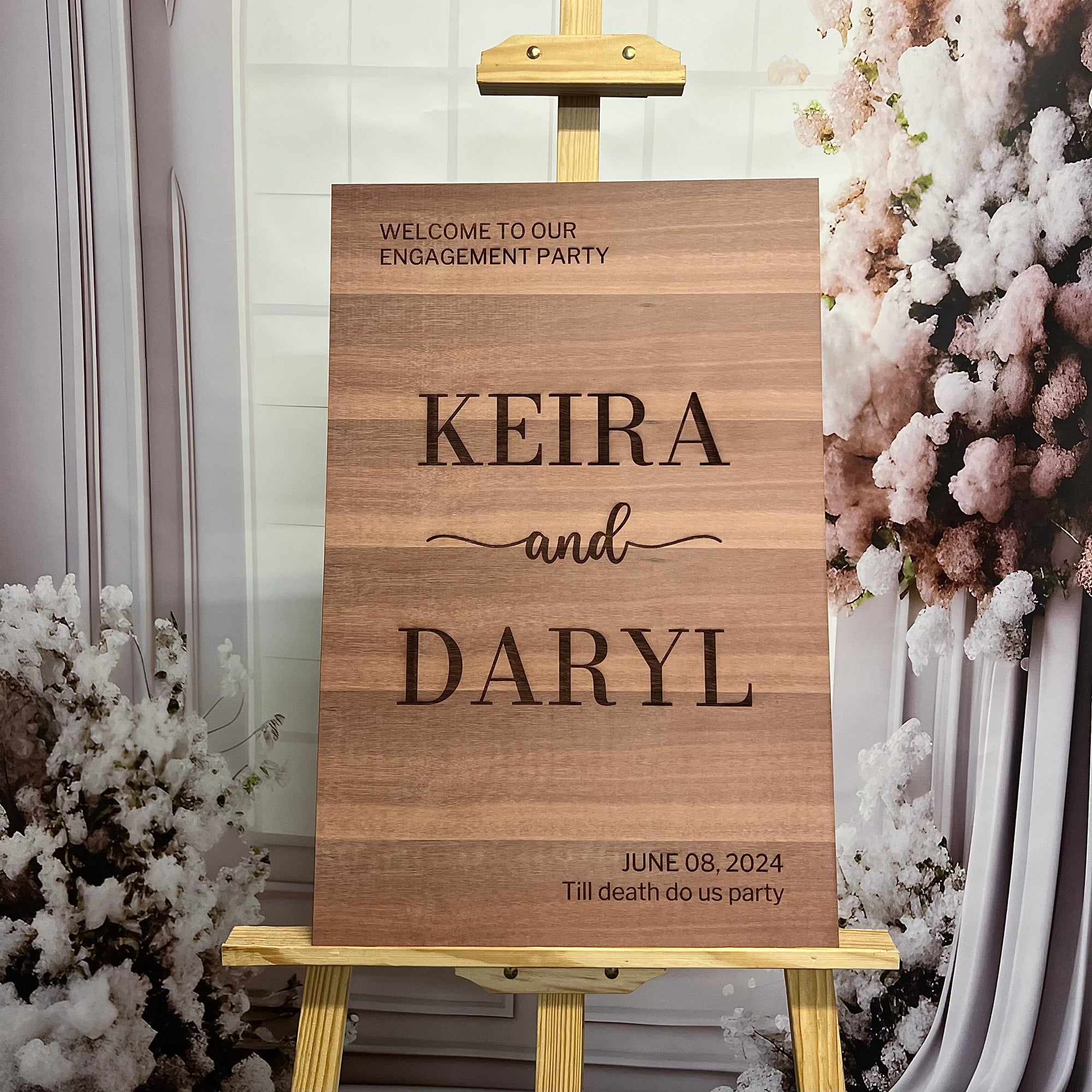 Custom Timber Wedding Welcome Sign, Personalised Rustic/ Vintage/  Boho, Country Hippie style Wooden Names, Ceremony/ Event/ Engagement/ Bridal Shower/ Birthday Signage on Easel
