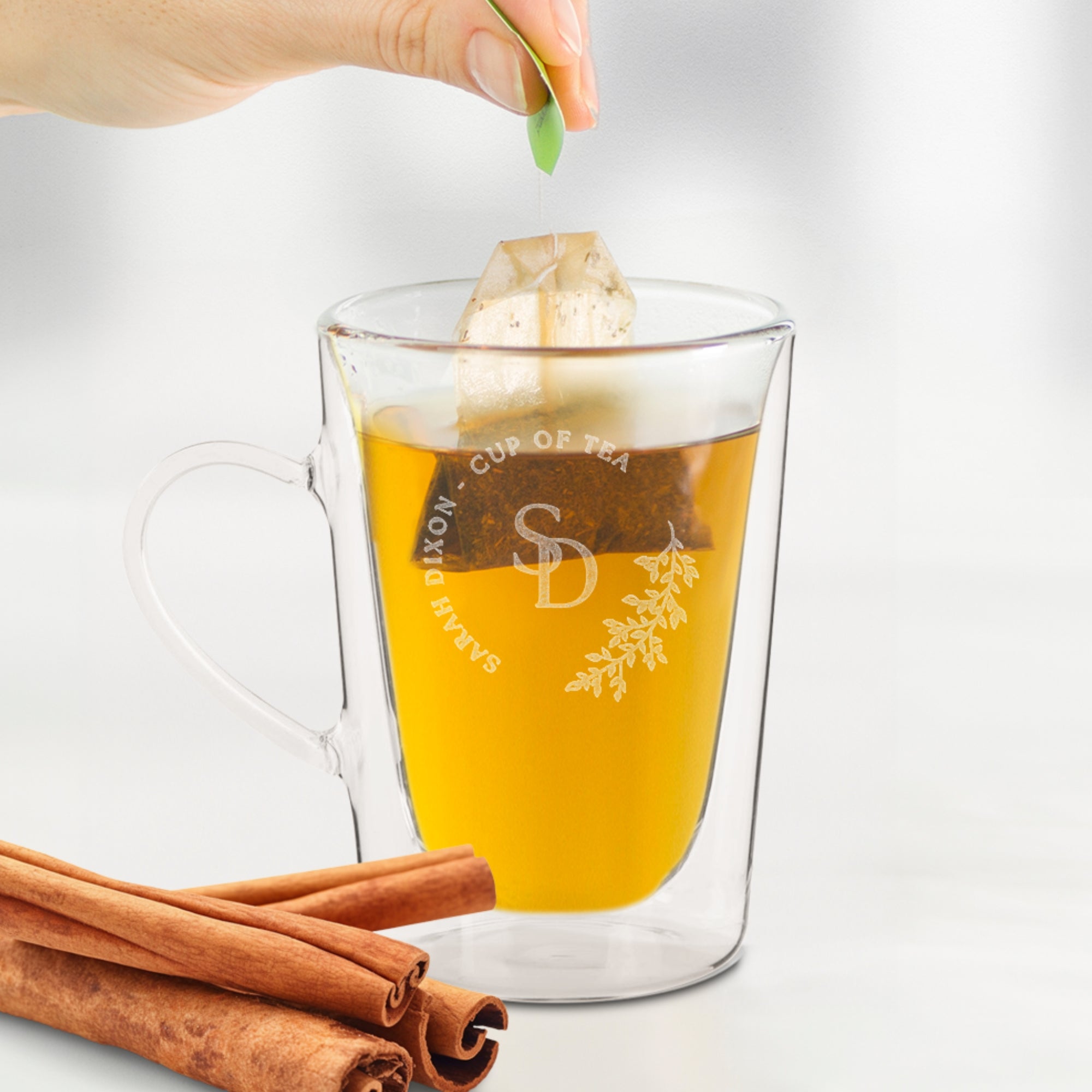 Personalised Double Wall Insulated Glass Coffee Mug, Custom Engraved Tea Cup Wedding Favours, Mom Dad Birthday Christmas Logo Corporate Gift