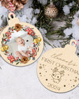 Personalised Wood Photo Xmas Tree Ornament, Custom Name First Christmas, Remembering Memorial, Married Couple New Home Bauble Gift Tag Decor