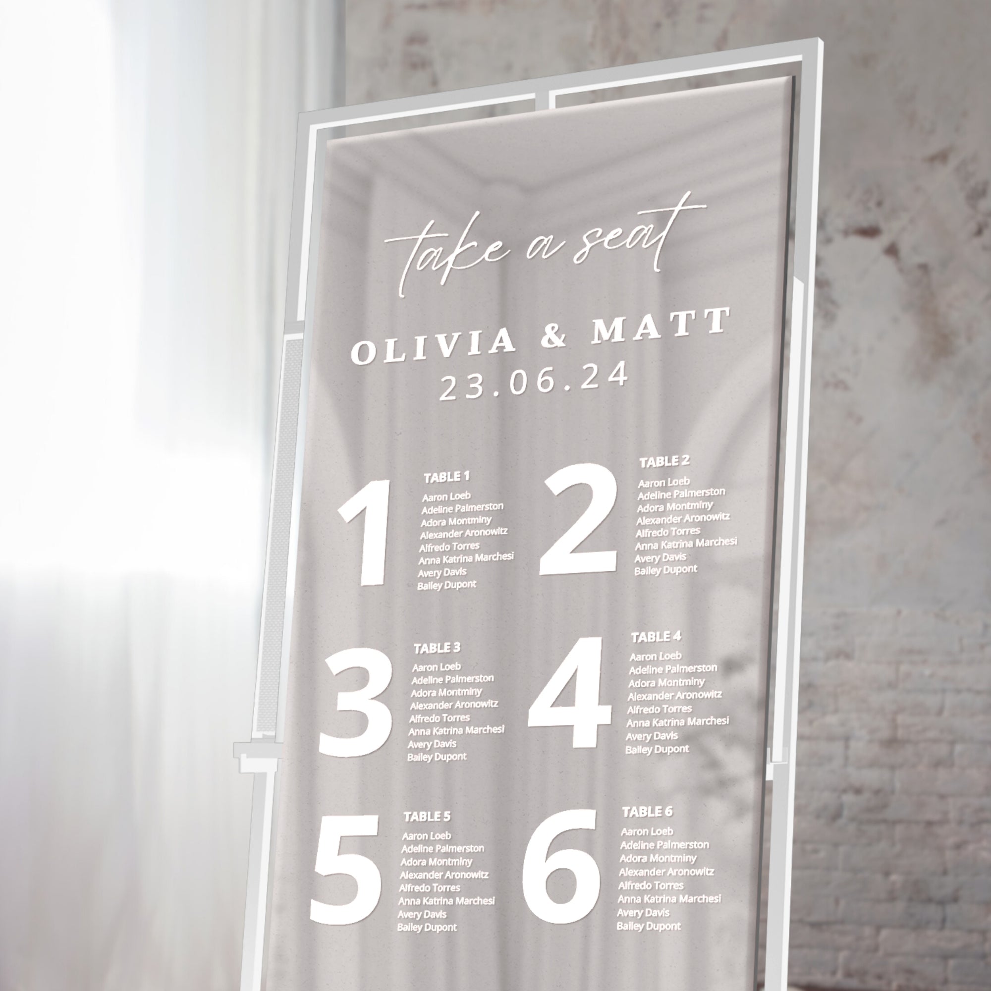 Personalised Wedding Seating Chart Sign, Custom UV Print Reception Guest Plan, Find Your Seat Mirror Signage Engagement Birthday Party Decor