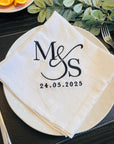 Custom Embroidered Linen Cloth Napkin, Personalised Guest Table Name Place Towel Logo Handkerchief Embroidery Wedding Favor Anniversary Gift