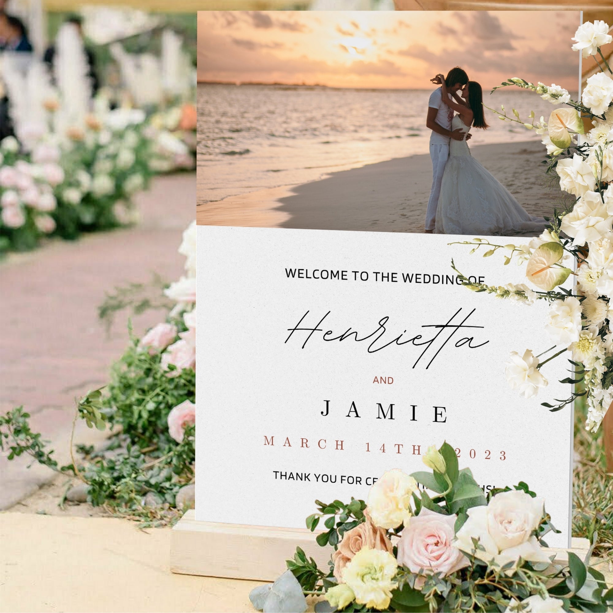 Personalised Couple Names &amp; Photo Acrylic Reception Wedding Signage, Custom Print Picture Mirror Welcome Sign, Engagement, Anniversary Decor