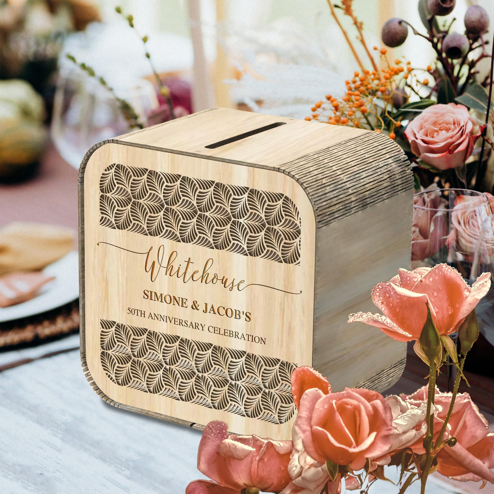 Custom Made Laser Cut &amp; Engrave Plywood Wishing Well Box, Personalised Name &amp; Date Money, Envelope, Card Boxes, Rustic Wedding Memory Keepsake Gift
