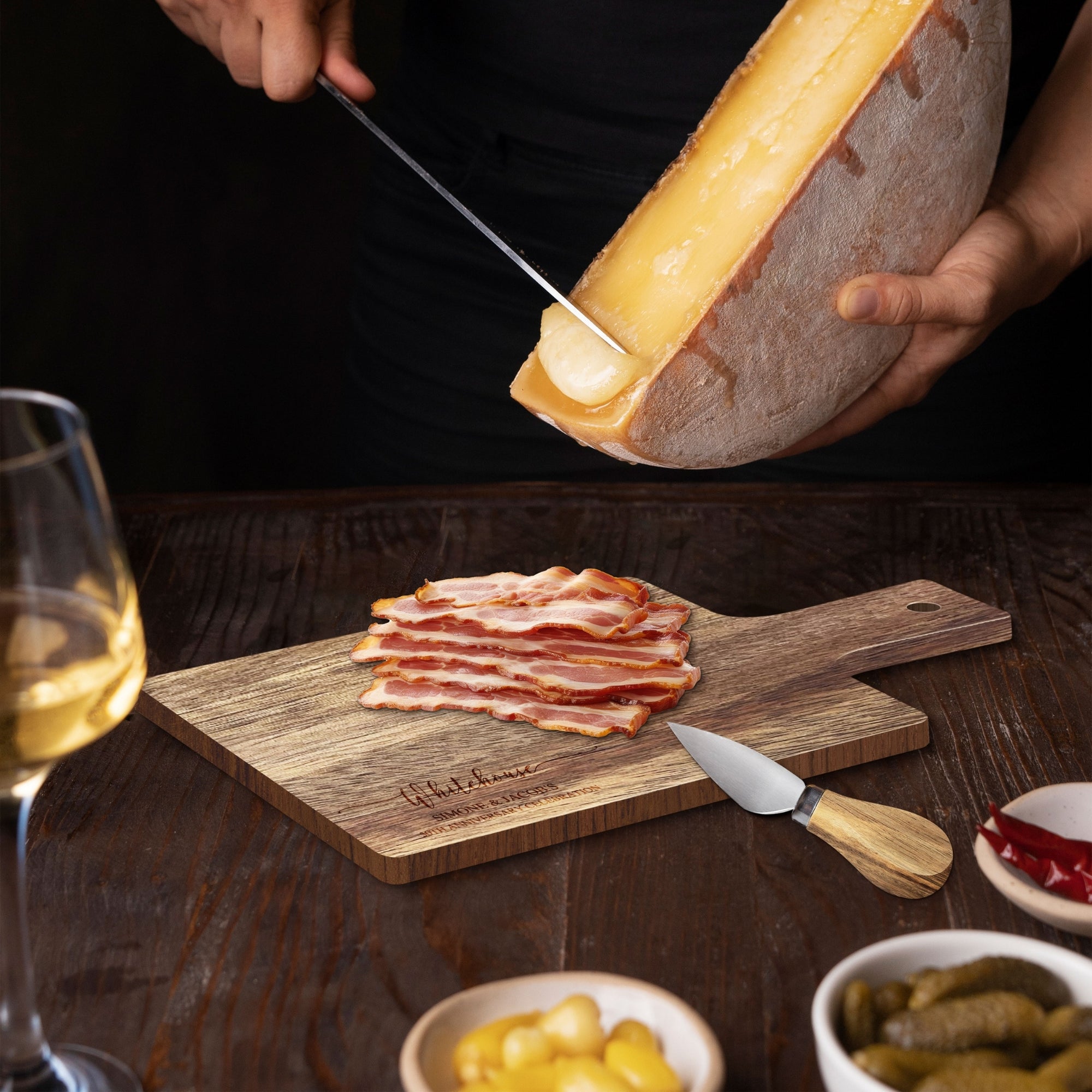 Personalised Acacia Cheese Tasting Paddle &amp; Knife, Charcuterie, Cheese/ Chopping/ Cutting  Board, Timber Engraved Custom Wedding/ Anniversary/ Housewarming/ Kitchen Gift